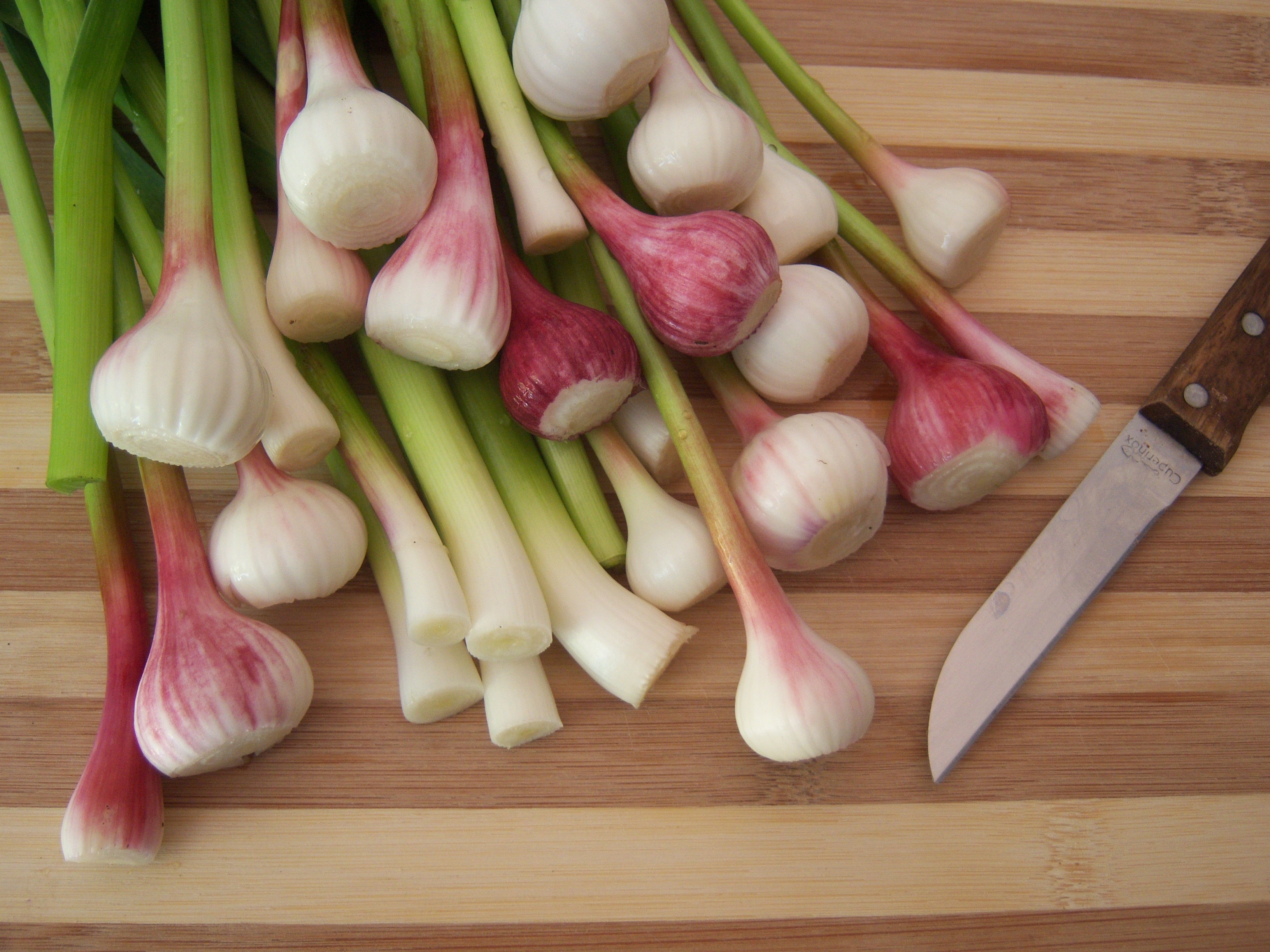 114874 download wallpaper food, vegetables, cutting board, garlic, knife screensavers and pictures for free