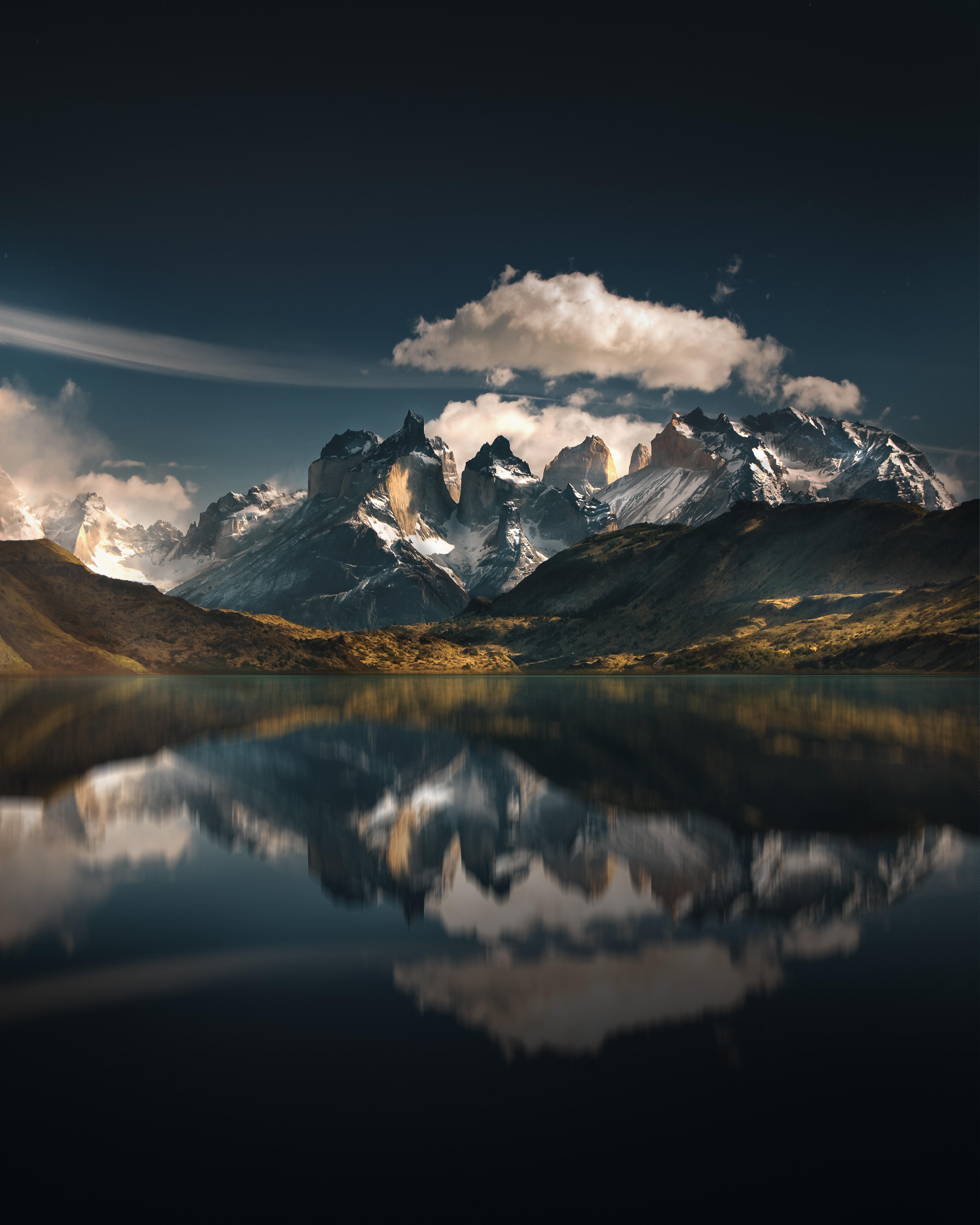 chile, mountains, nature, lake, reflection, national park, torres del paine, torres del pine Full HD