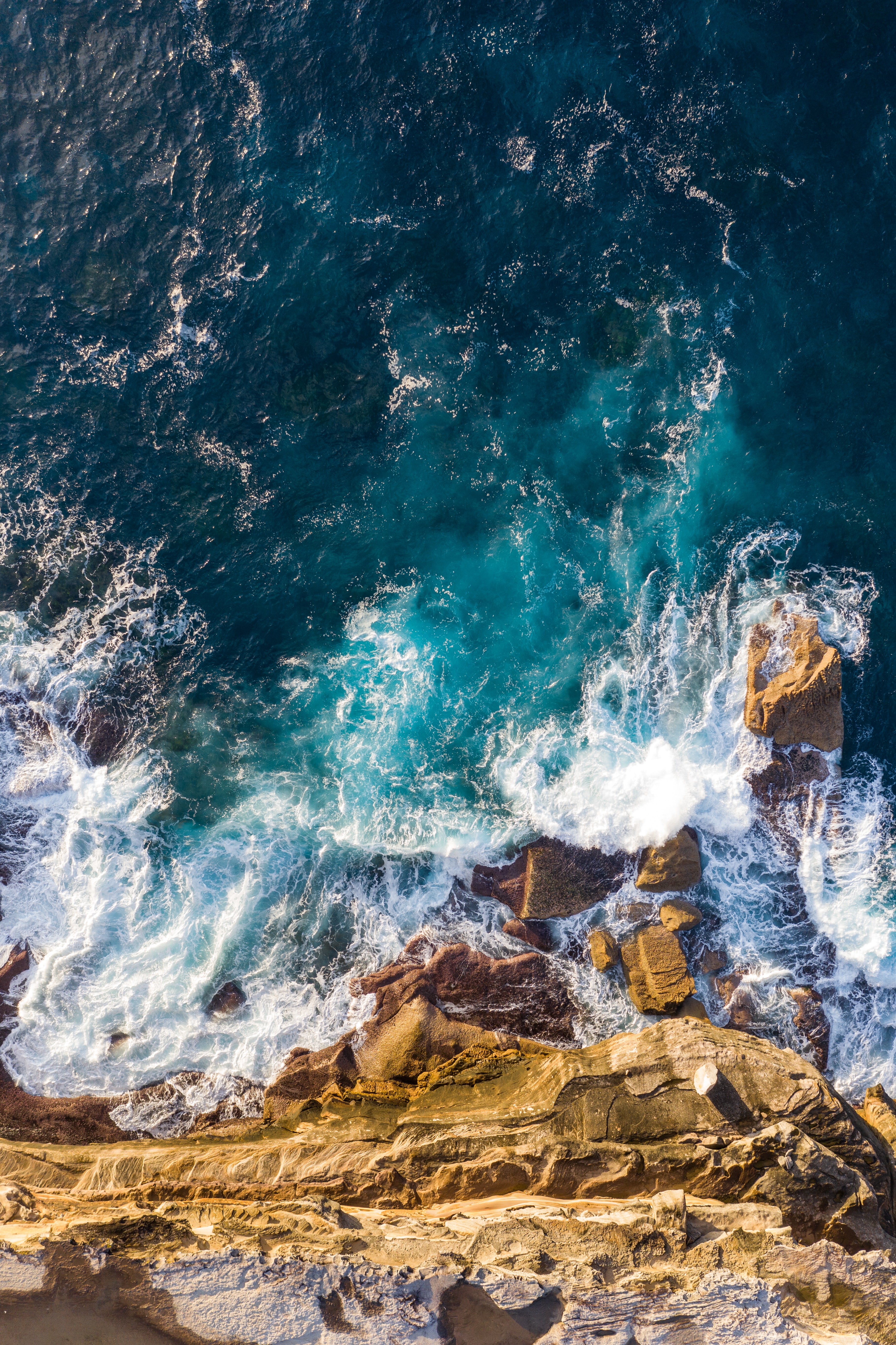 waves, nature, rock, foam, surf Phone Background
