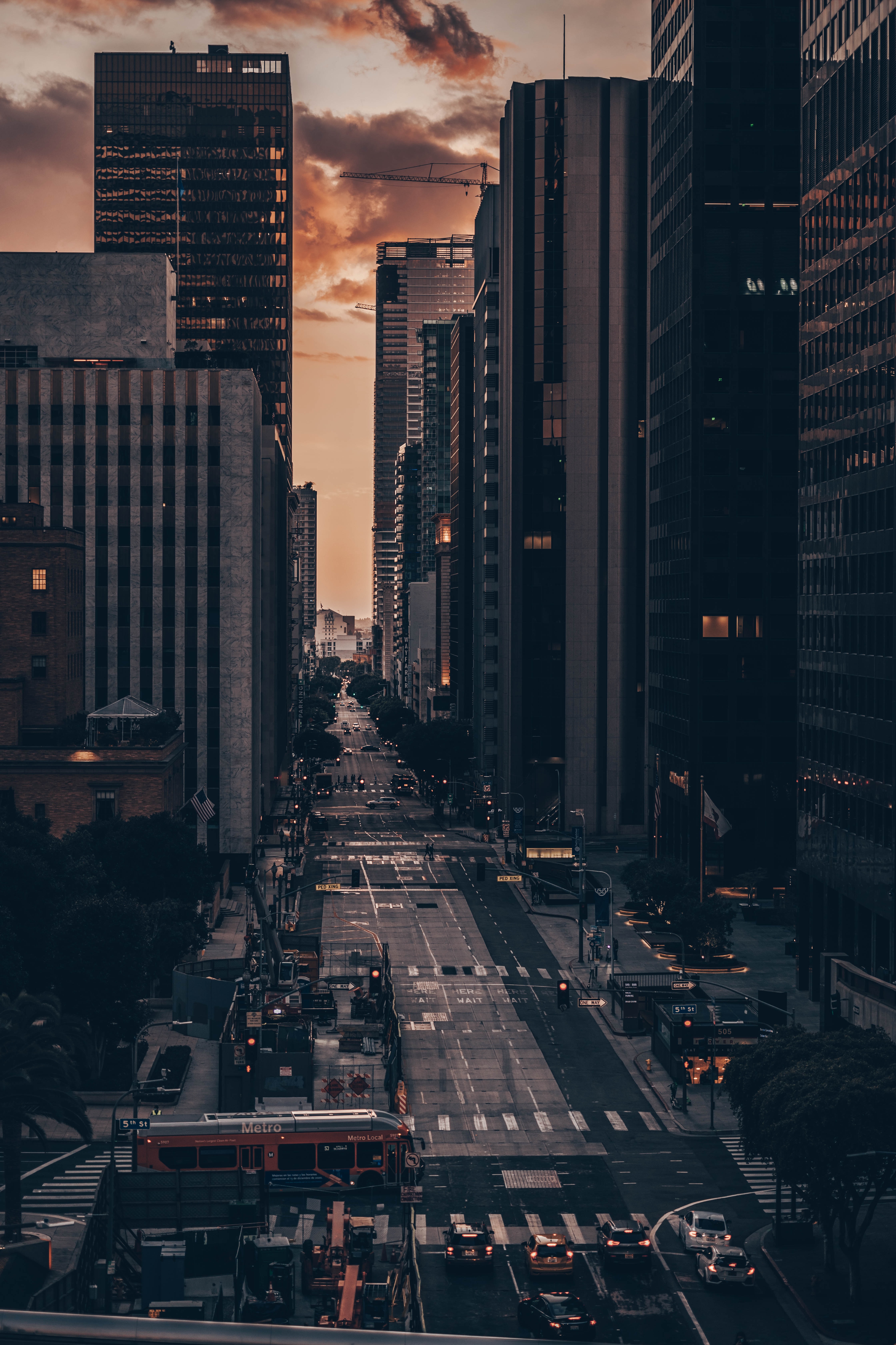 cars, los angeles, street, usa, cities, city, building, view from above, road, united states phone wallpaper