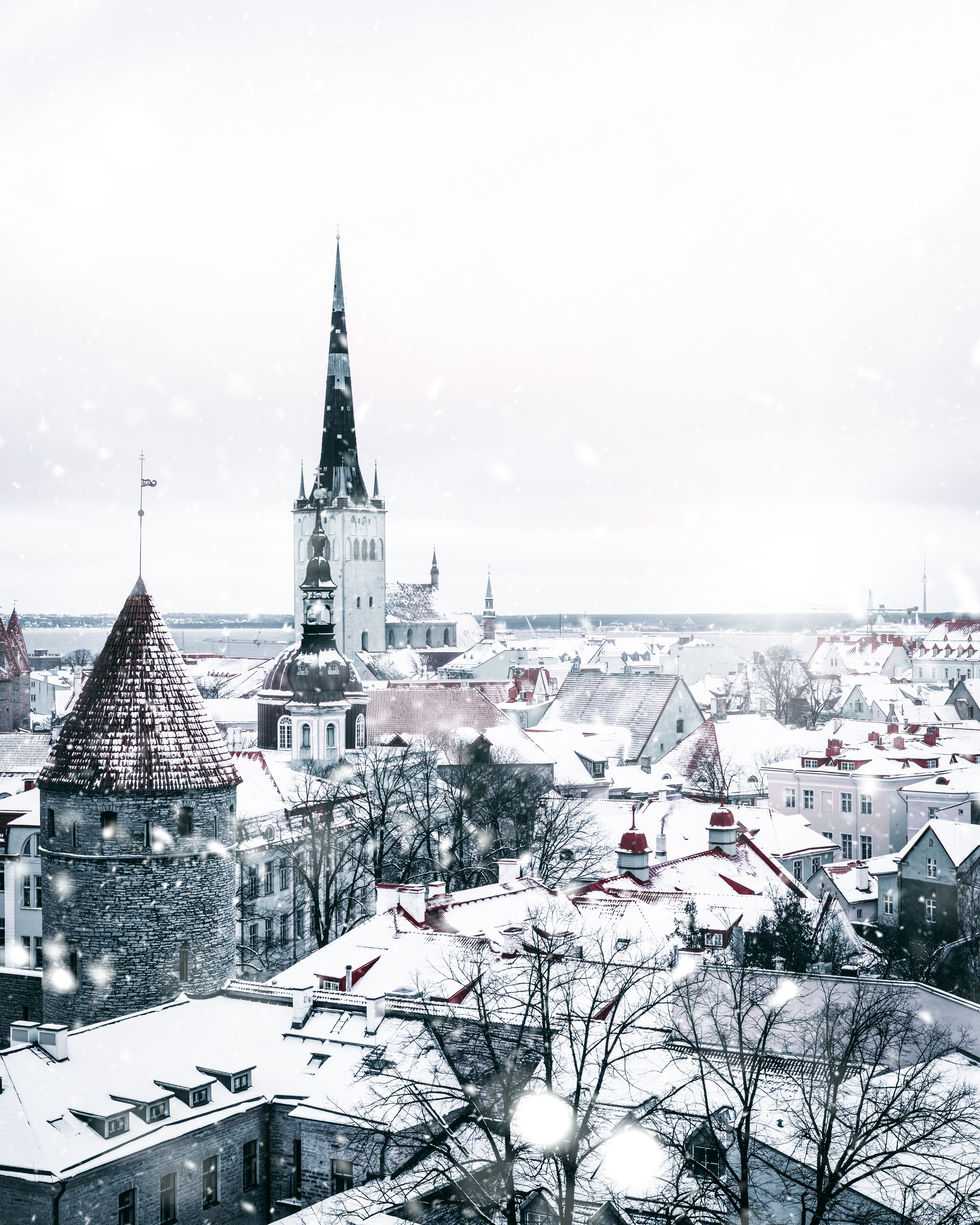 125260 download wallpaper cities, winter, architecture, white, city, snowfall screensavers and pictures for free