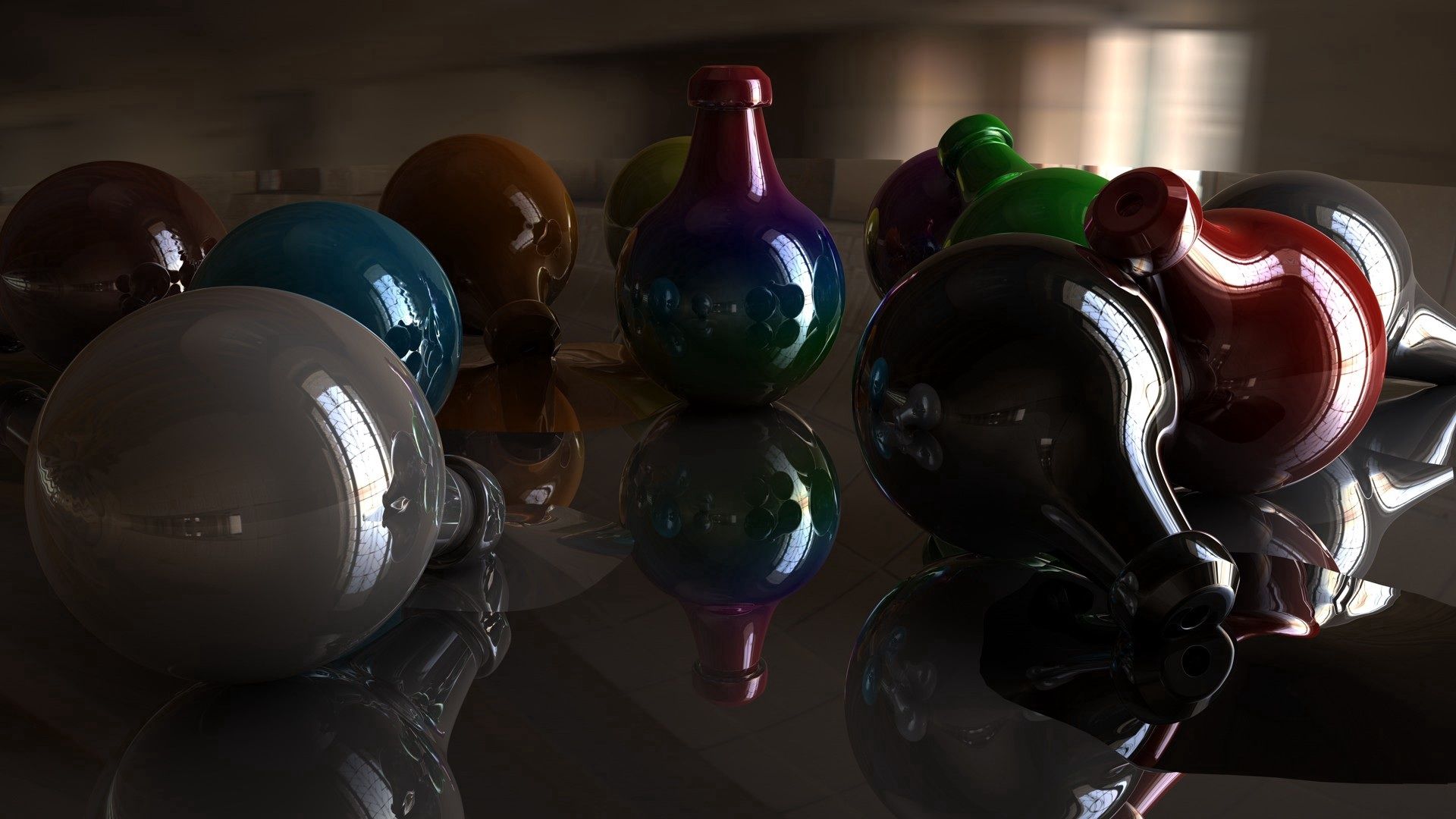 dark, 3d, shadow, color, balls, coloured