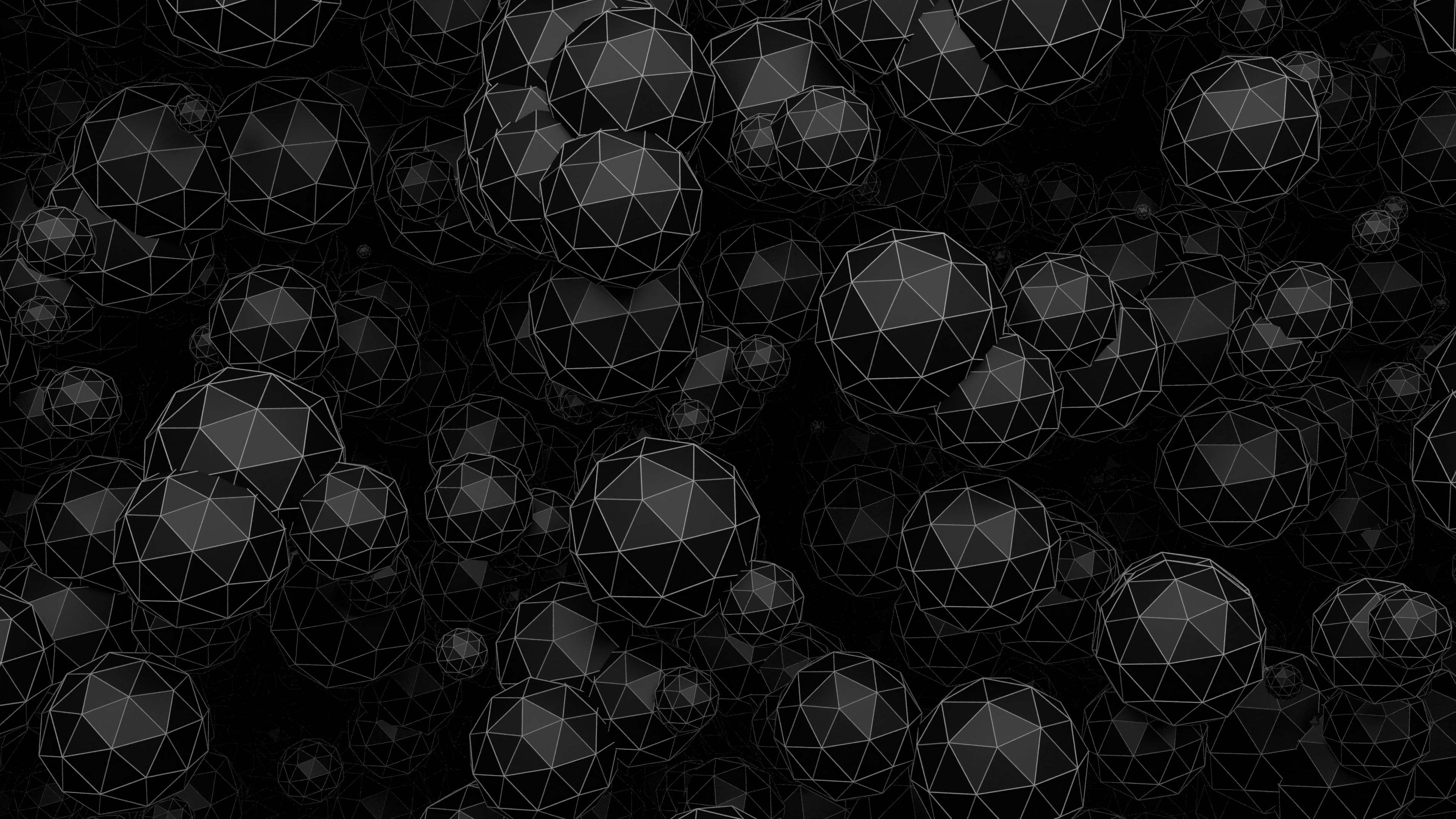 Balls shape, multifaceted, polyhedra, black HD desktop images