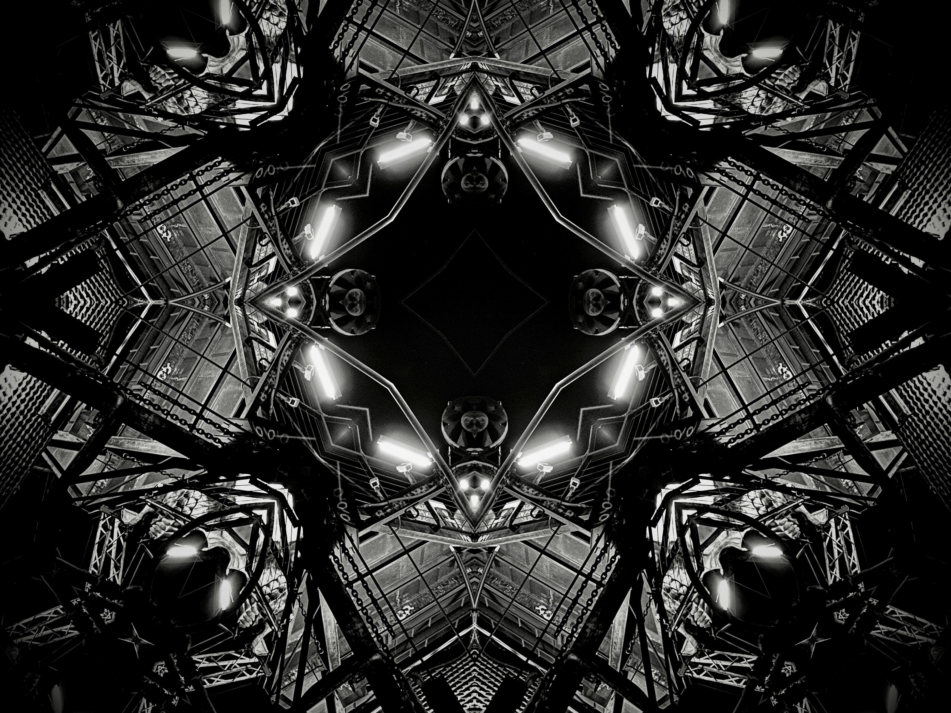 abstract, chains, fractal, design, construction, bw, chb, details phone wallpaper