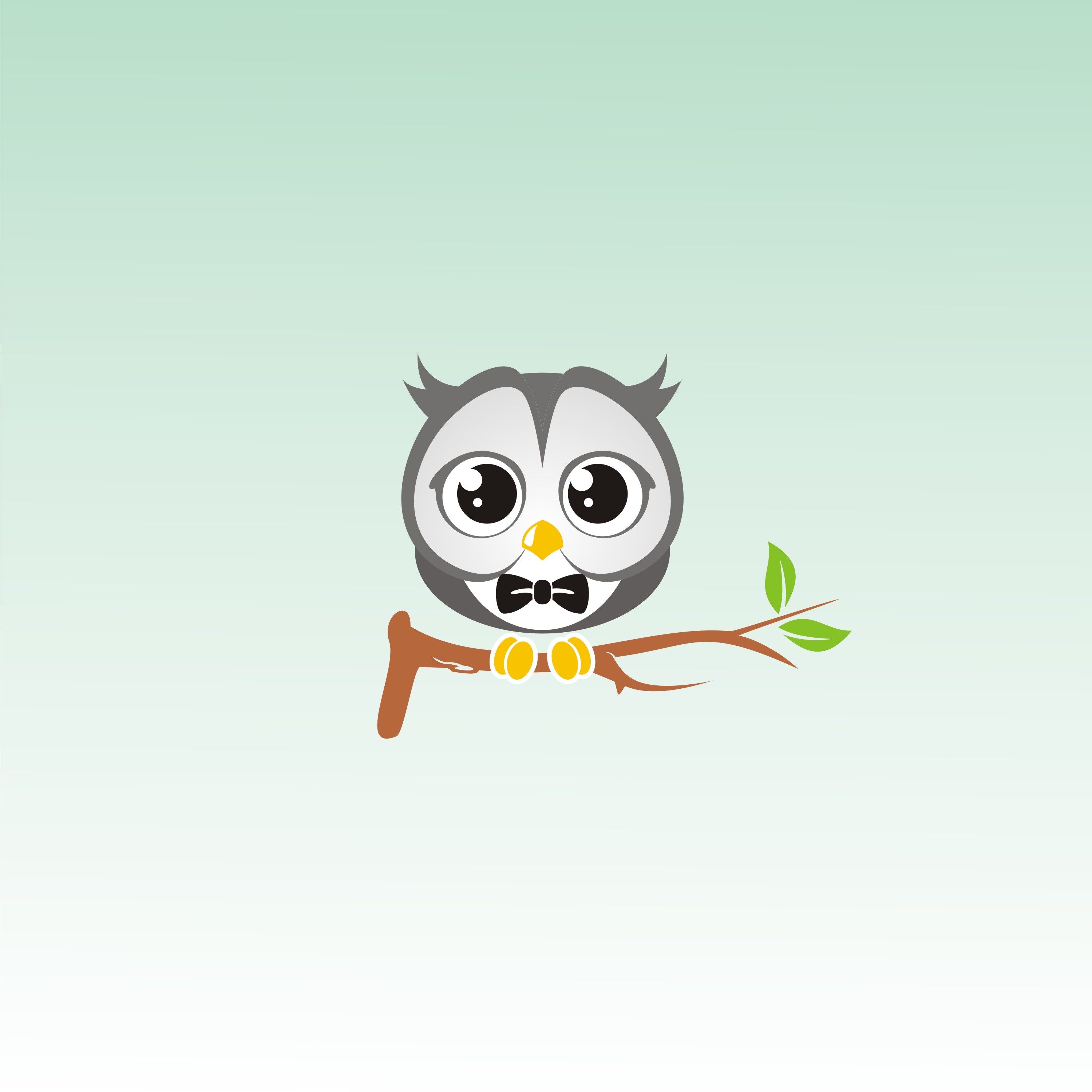116611 download wallpaper owl, vector, art, branch, butterfly tie, bow tie screensavers and pictures for free