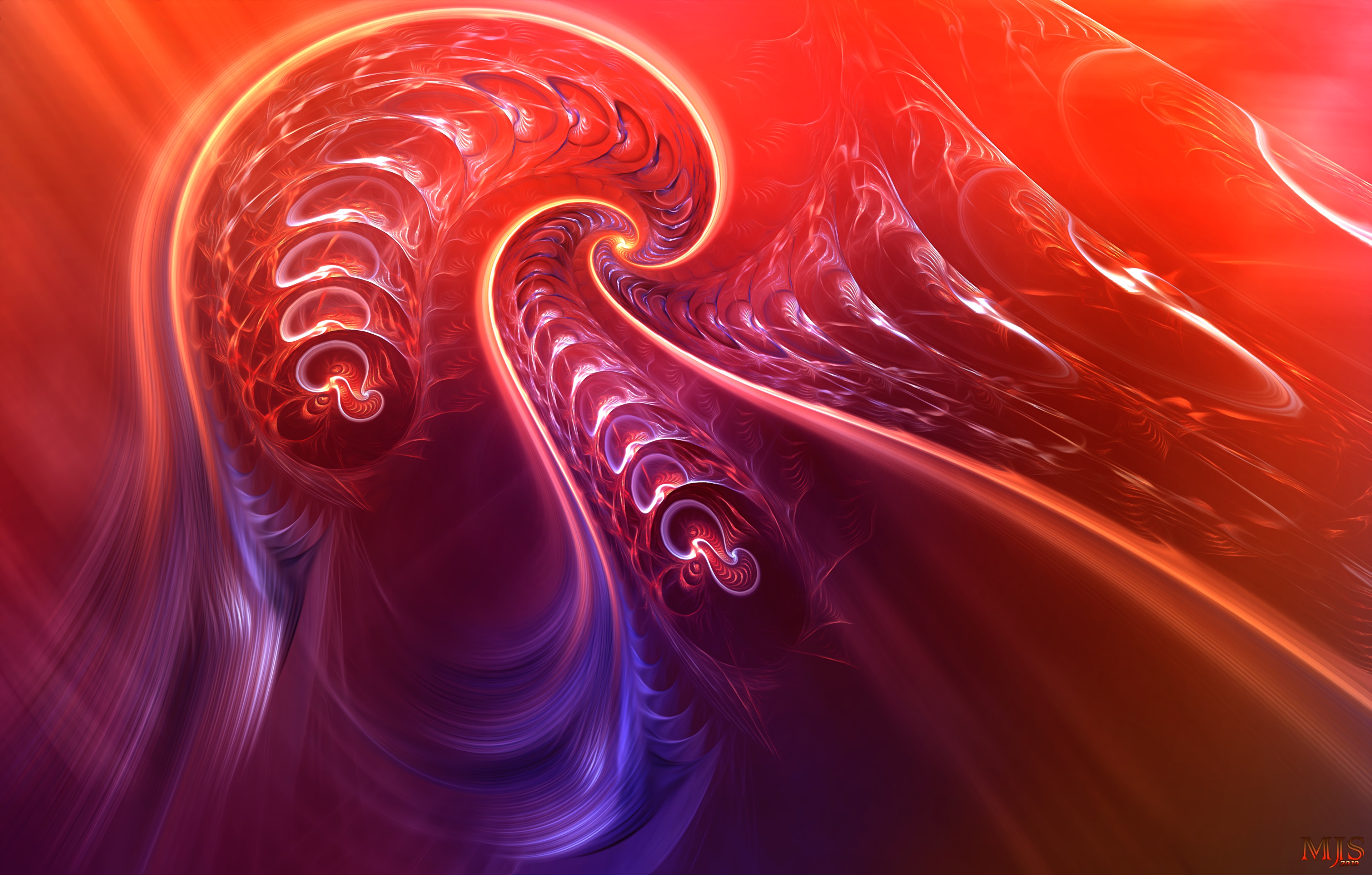 confused, abstract, bright, fractal, intricate, swirling, involute