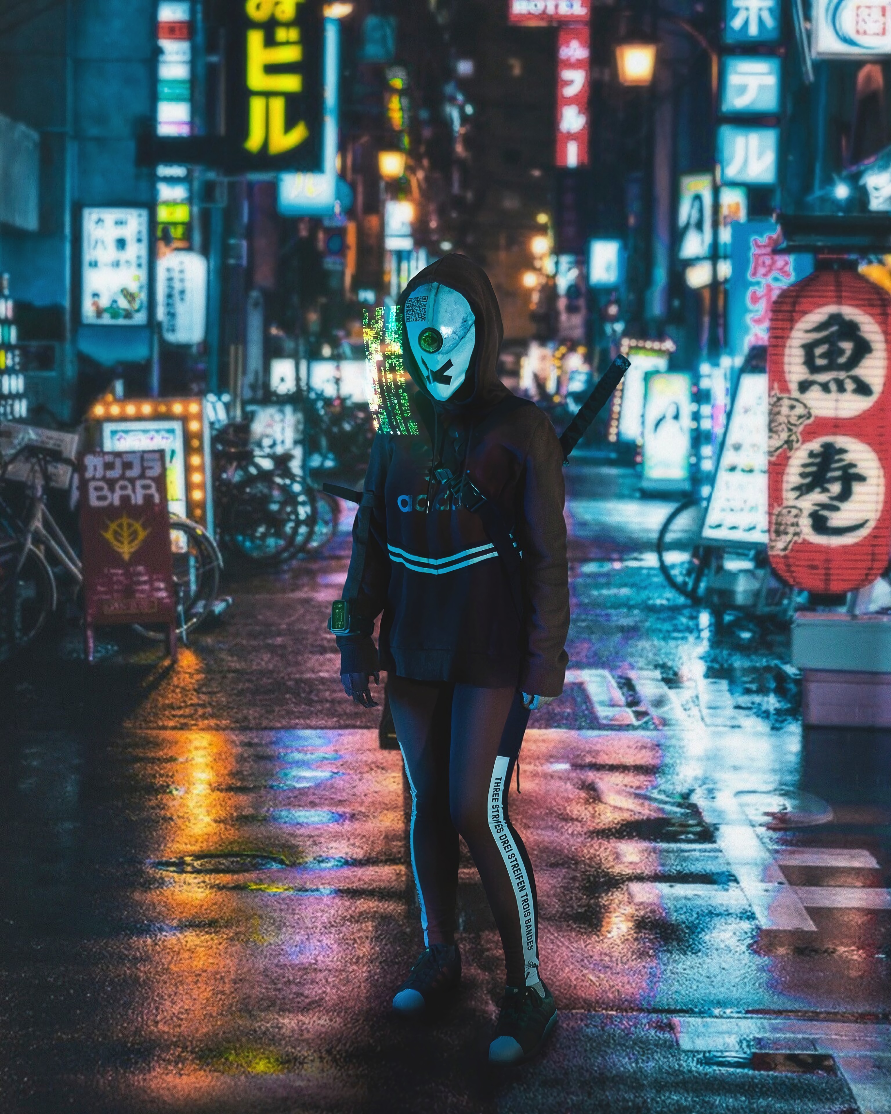 121250 Screensavers and Wallpapers Cyborg for phone. Download miscellanea, miscellaneous, cyberpunk, sci-fi, street, cyborg, hologram pictures for free