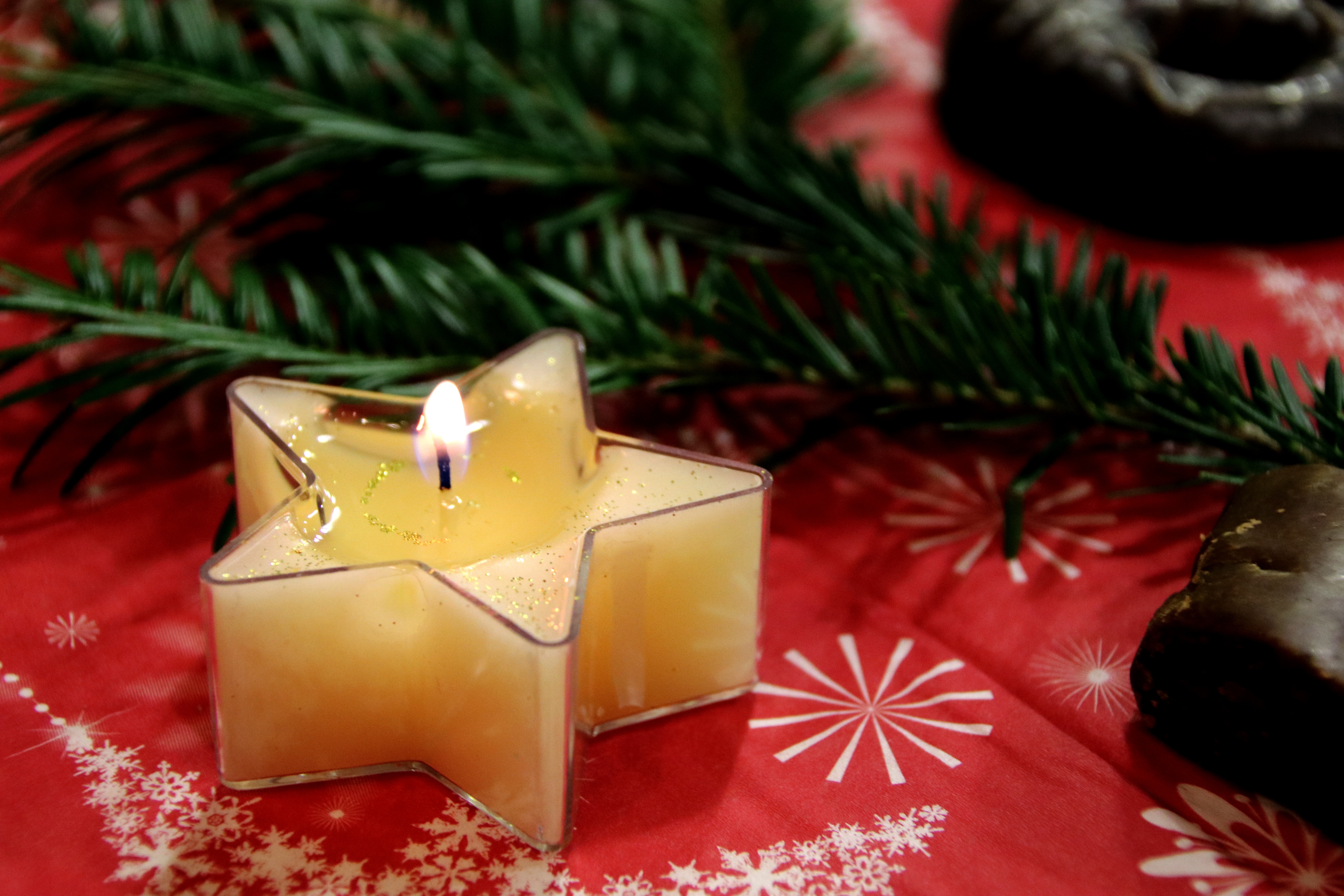 candle, holidays, christmas, branch, star 8K