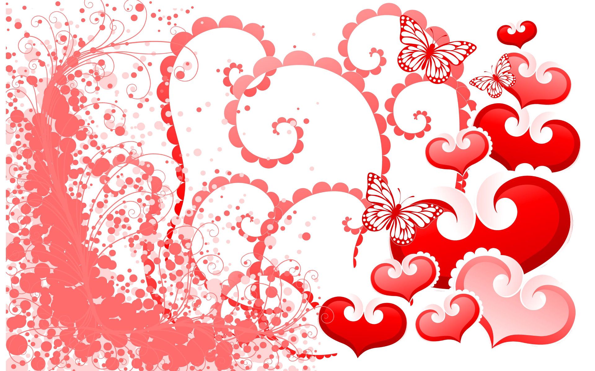 butterflies, holidays, background, hearts, valentine's day