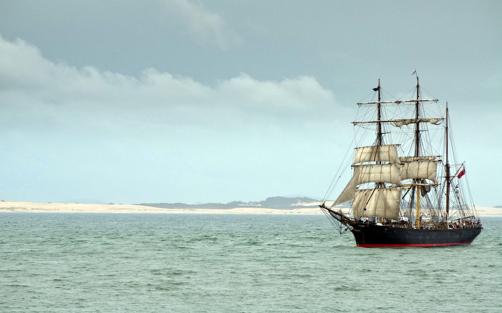 59499 download wallpaper landscape, nature, sea, sail, sails, ship screensavers and pictures for free
