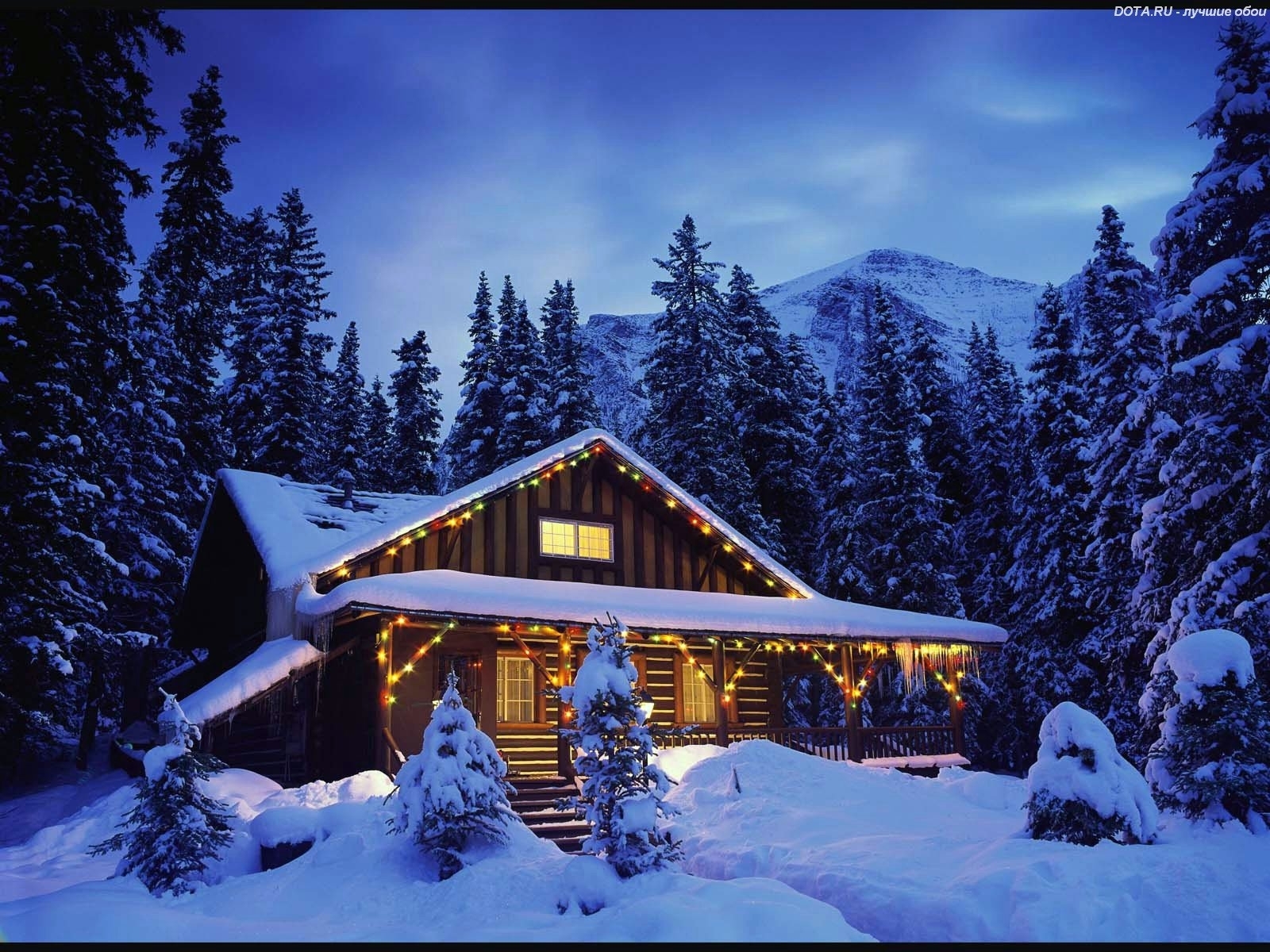 winter, landscape, houses, new year, christmas xmas, blue