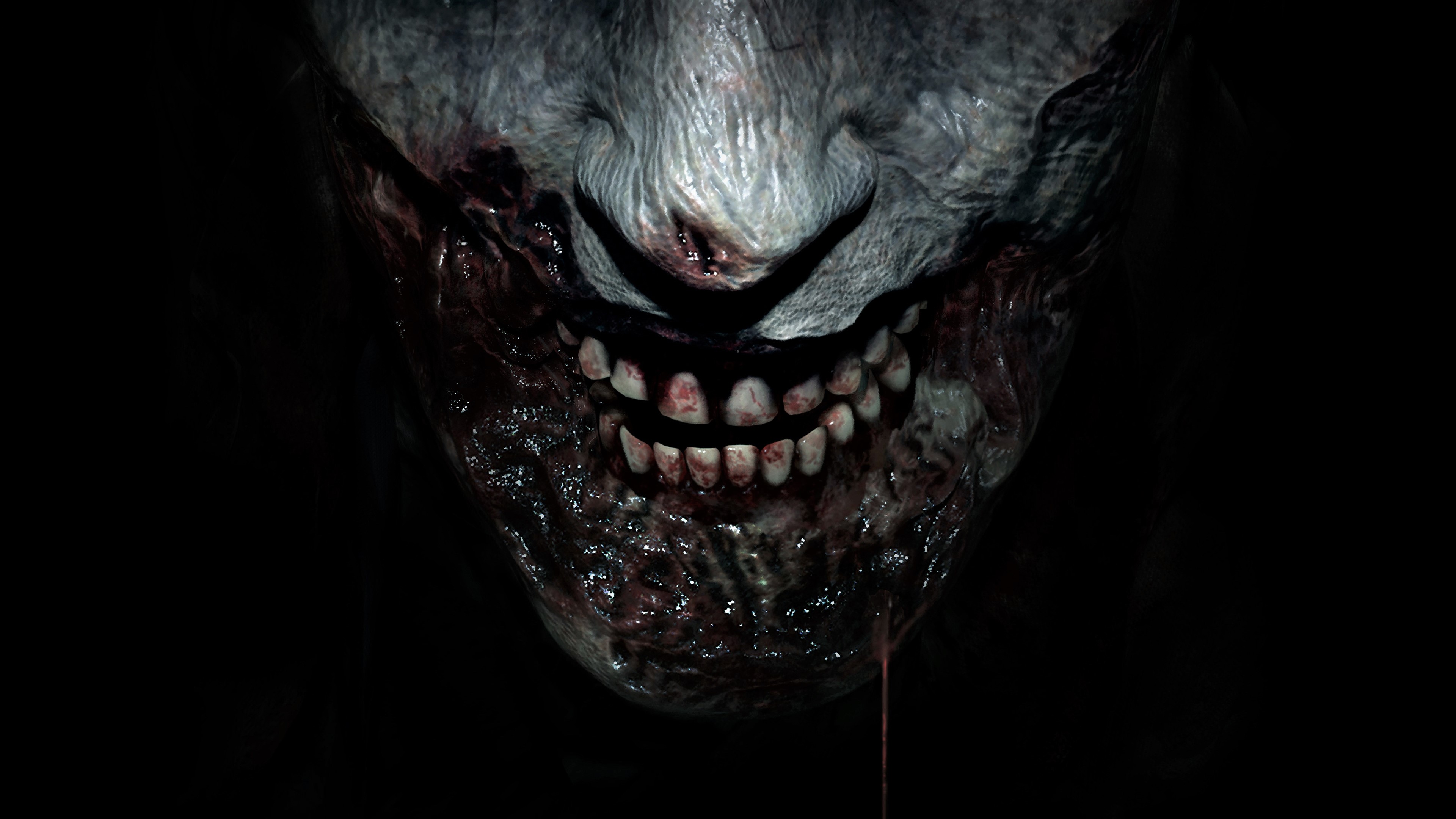 video game, resident evil 2 (2019), blood, dark, scary, teeth, zombie, resident evil 1080p