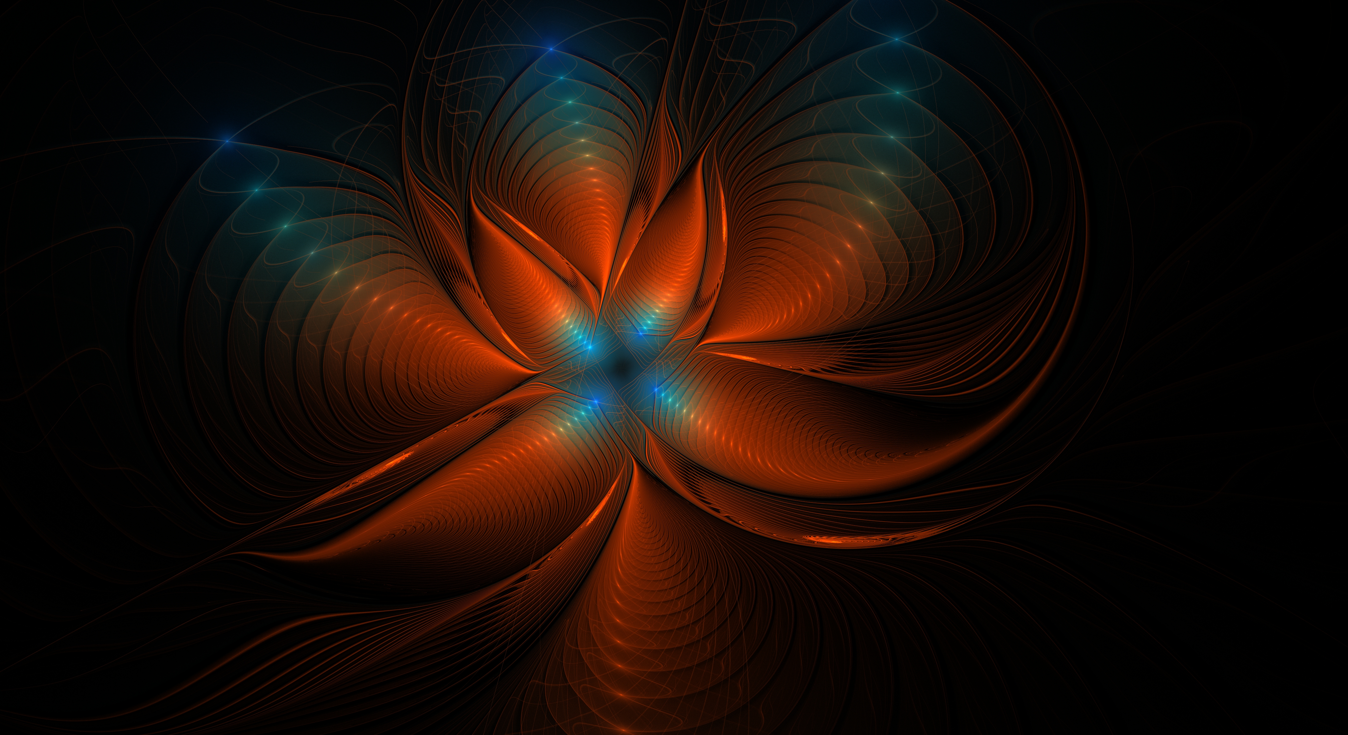 glow, abstract, blue, brown, fractal, confused, intricate 4K