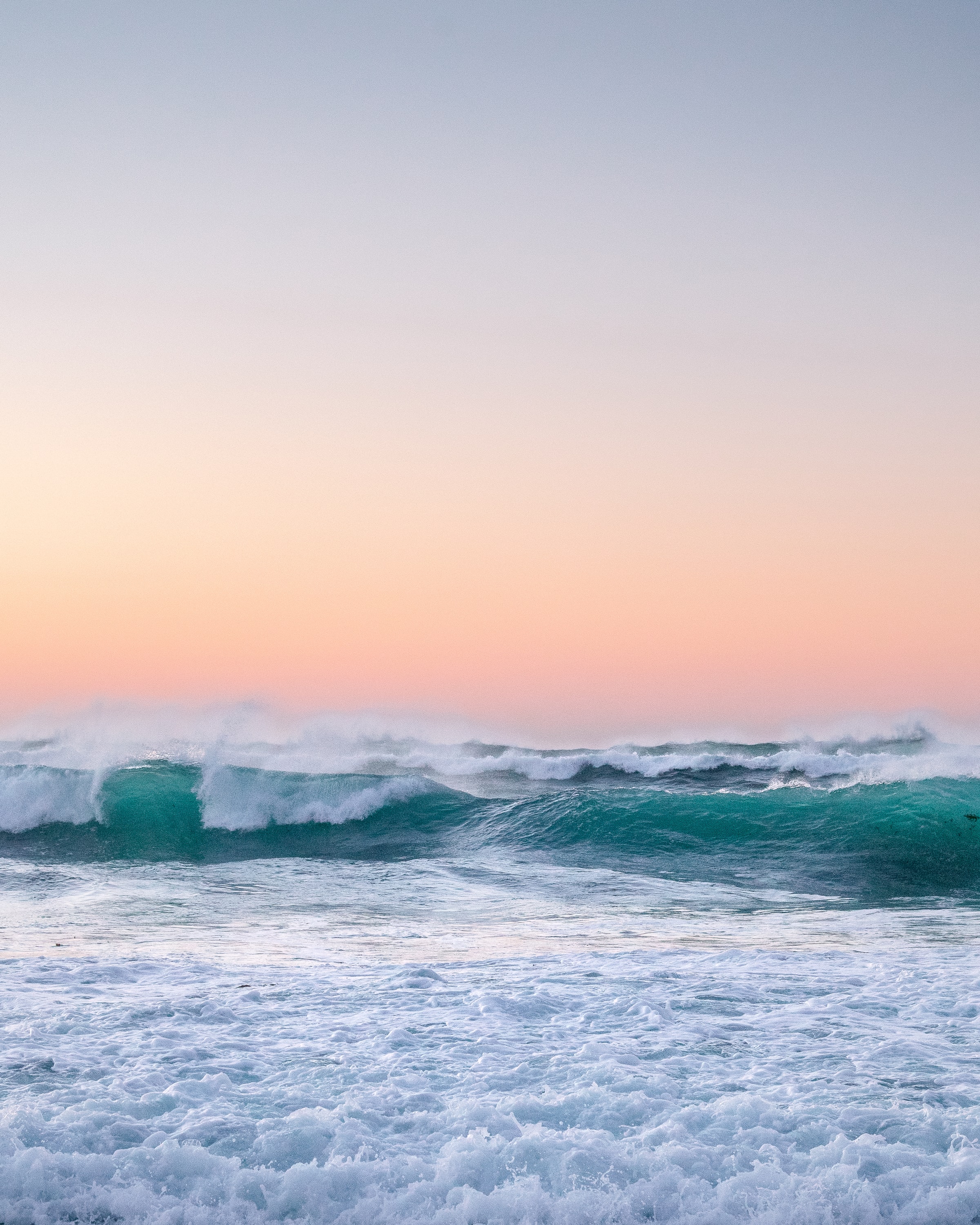 waves, horizon, sunset, sea home screen for smartphone