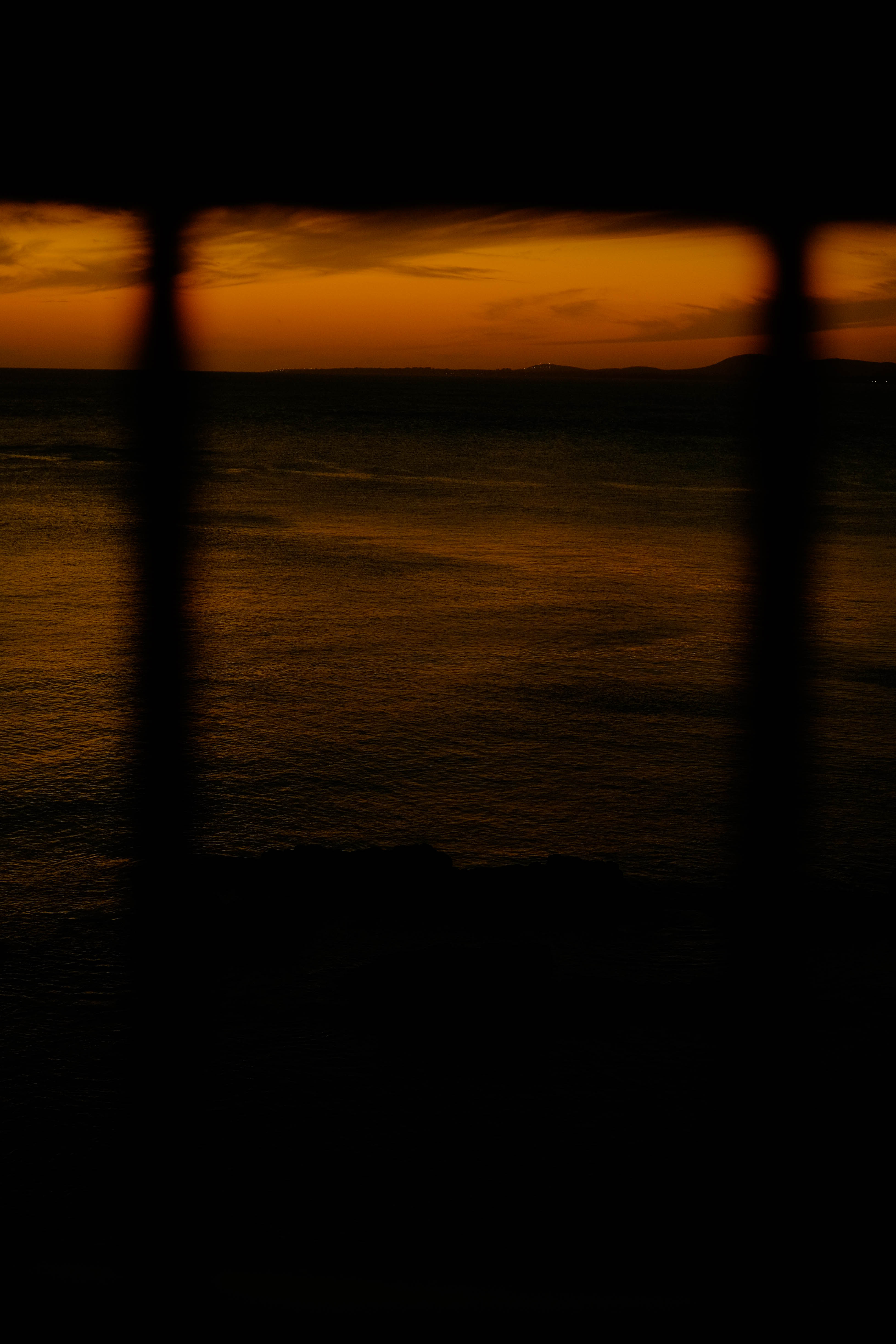 sunset, sea, horizon, dark, shadows