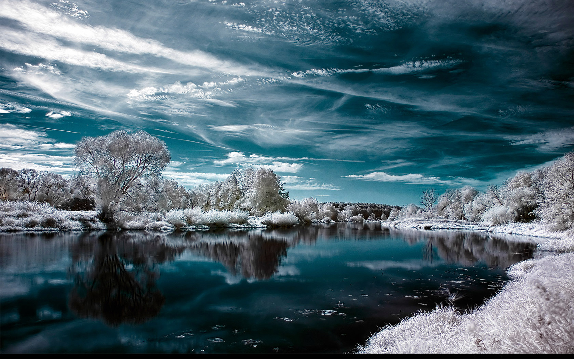 water, winter, earth, sky, reflection
