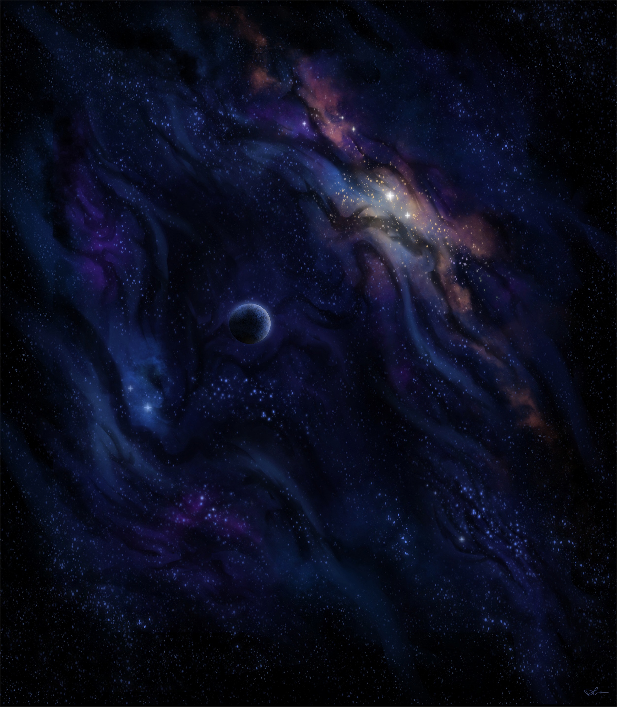 Planet nebula, stars, galaxy, dark Lock Screen