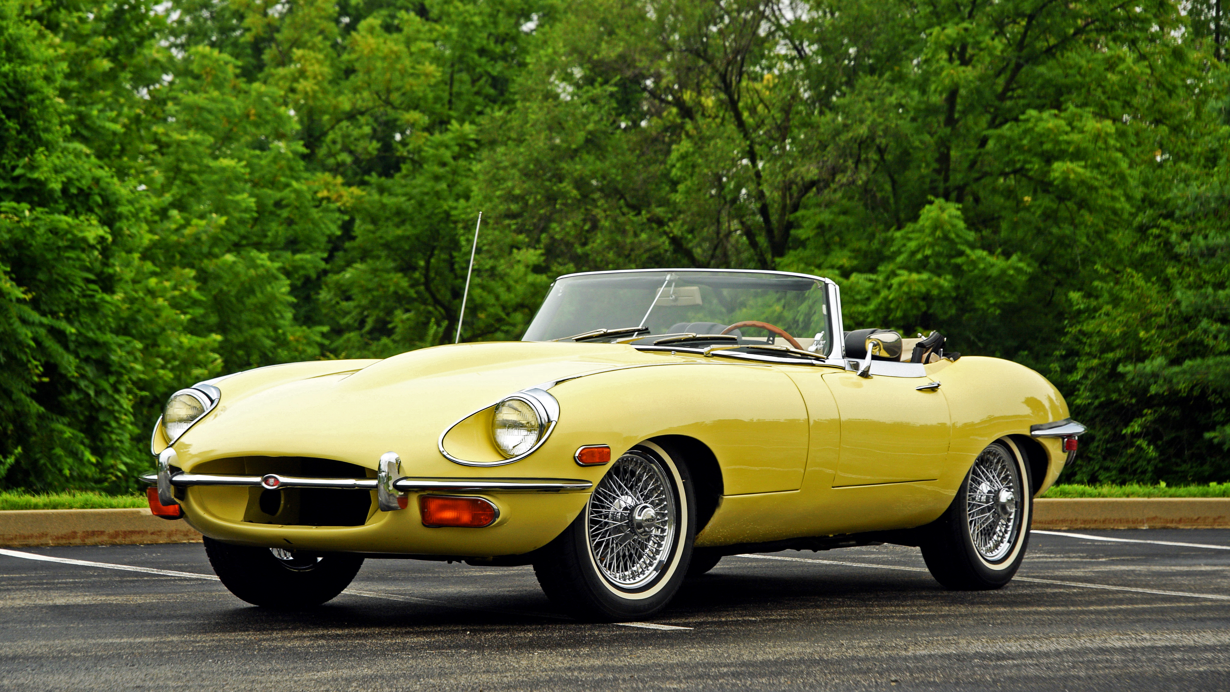 1968, e-type, yellow, cars Lock Screen Images
