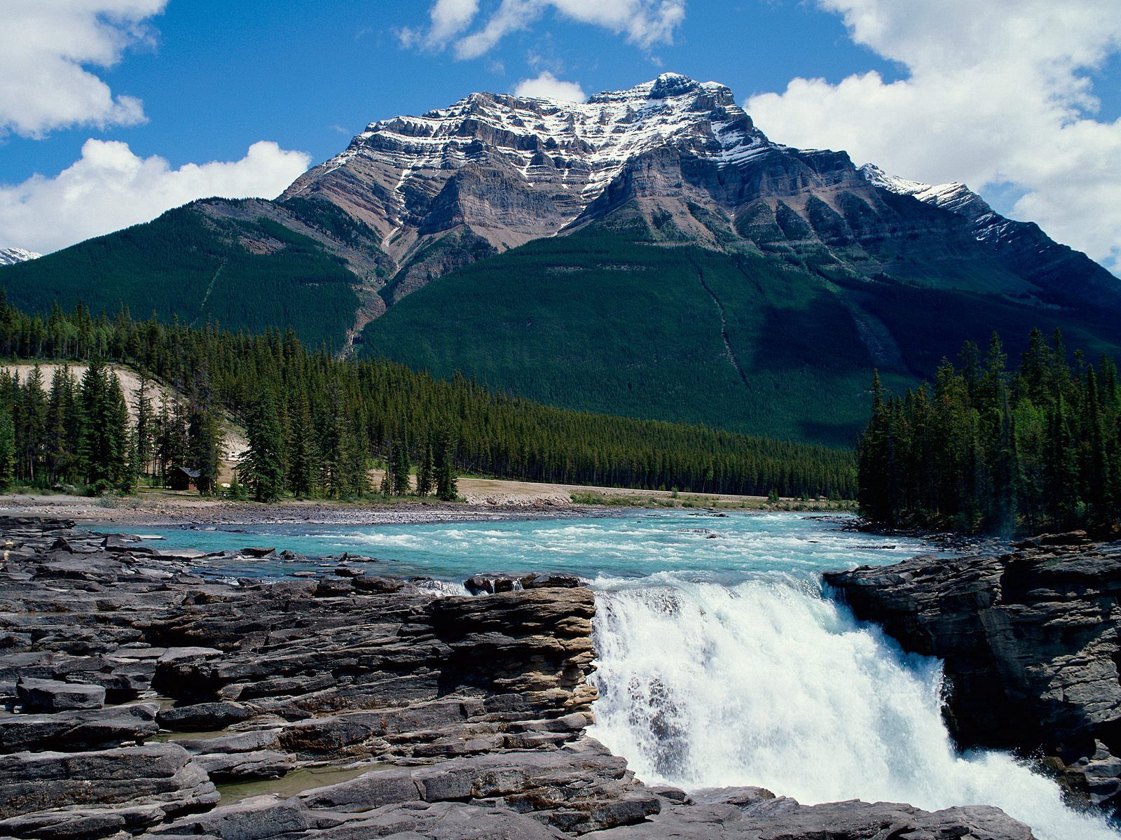 Laden Sie das Wasserfall, Natur, Bäume, Mountains, Felsen, Die Steine, Kanada, Wald, Fließen, Fluss-Bild kostenlos auf Ihren PC-Desktop herunter
