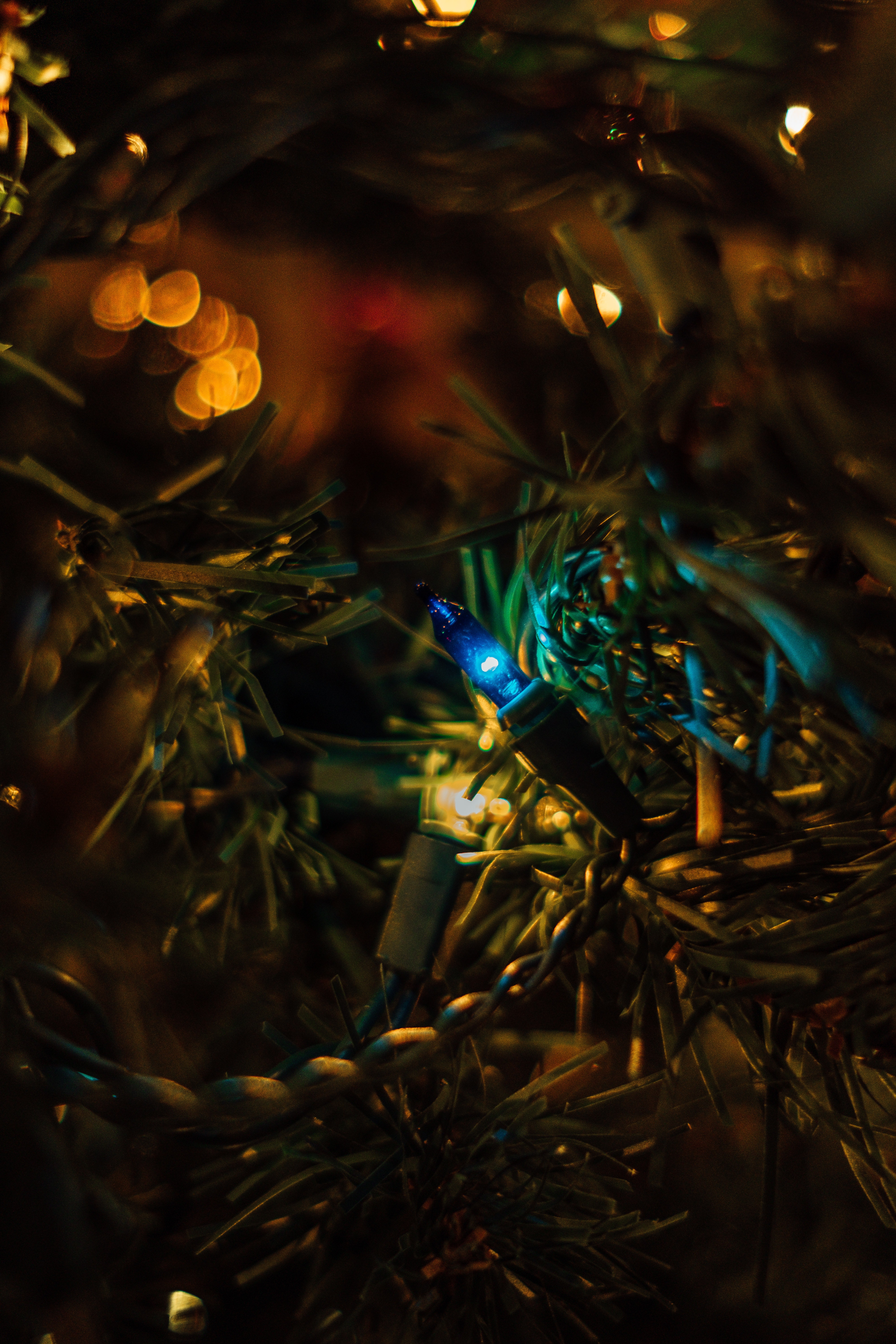 holidays, new year, glare, christmas, christmas tree, garland, bokeh, boquet phone background