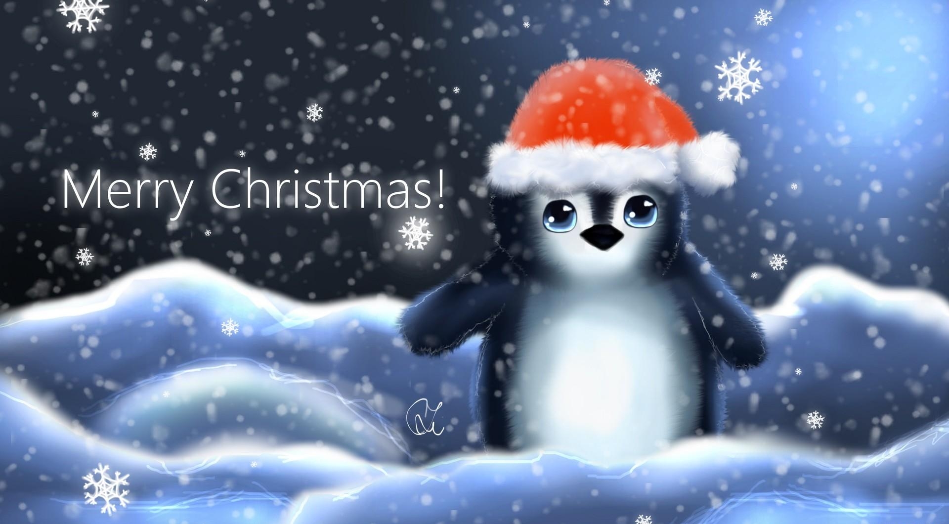 snowflakes, holidays, young, christmas, inscription, cap, joey, penguin 2160p