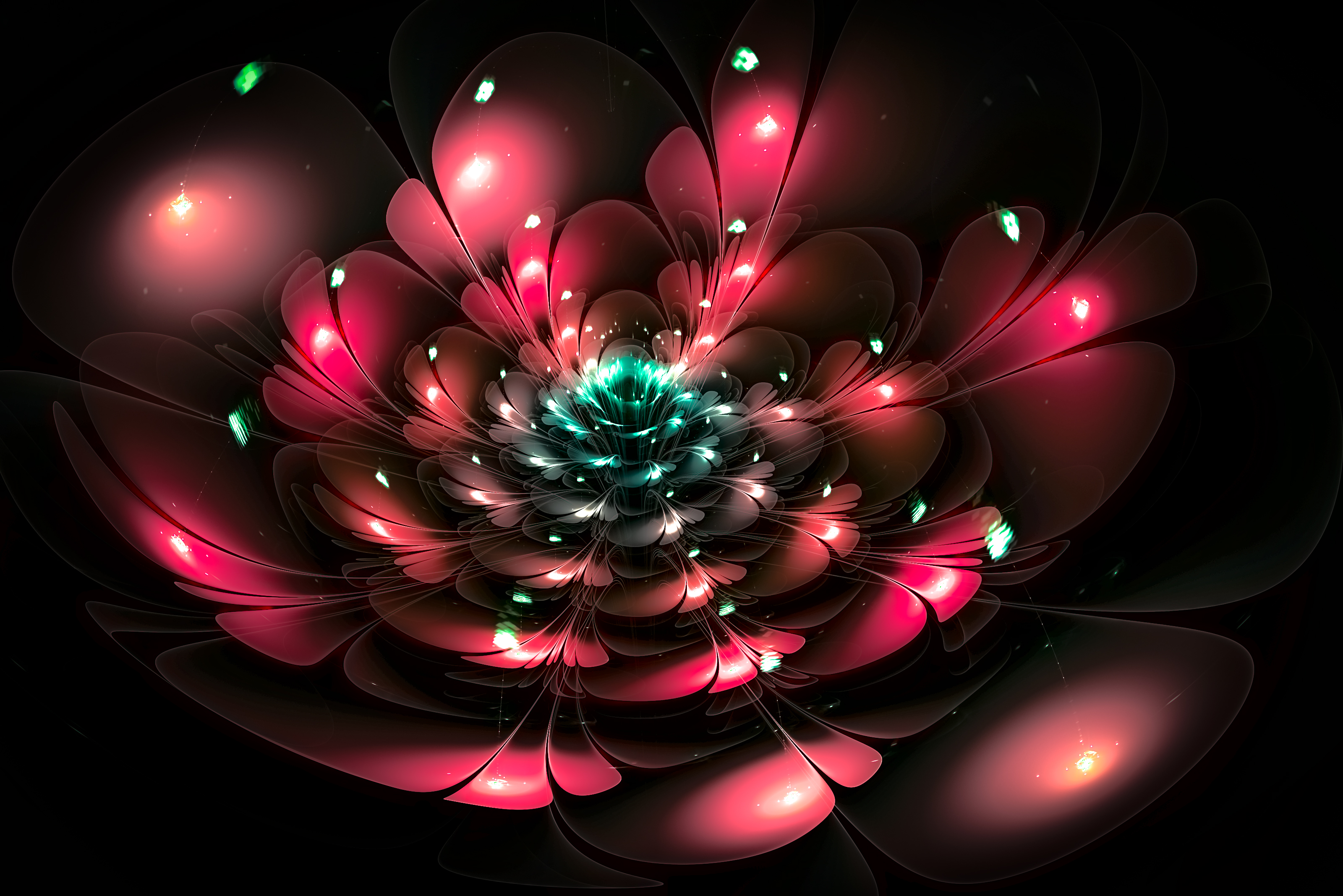 abstract, flower, glare, fractal, glow 4K