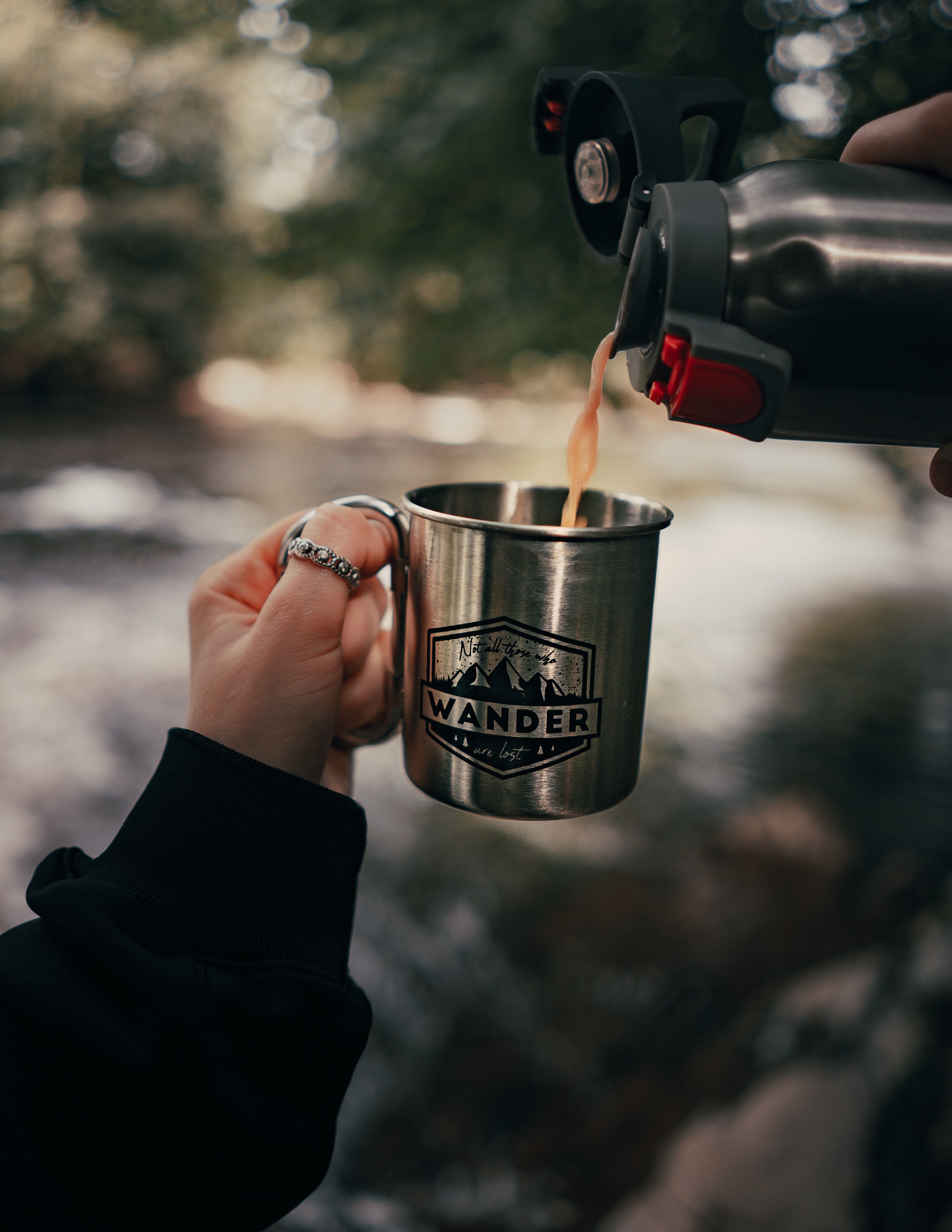 Free Images hand, focus, thermos, miscellaneous Camping