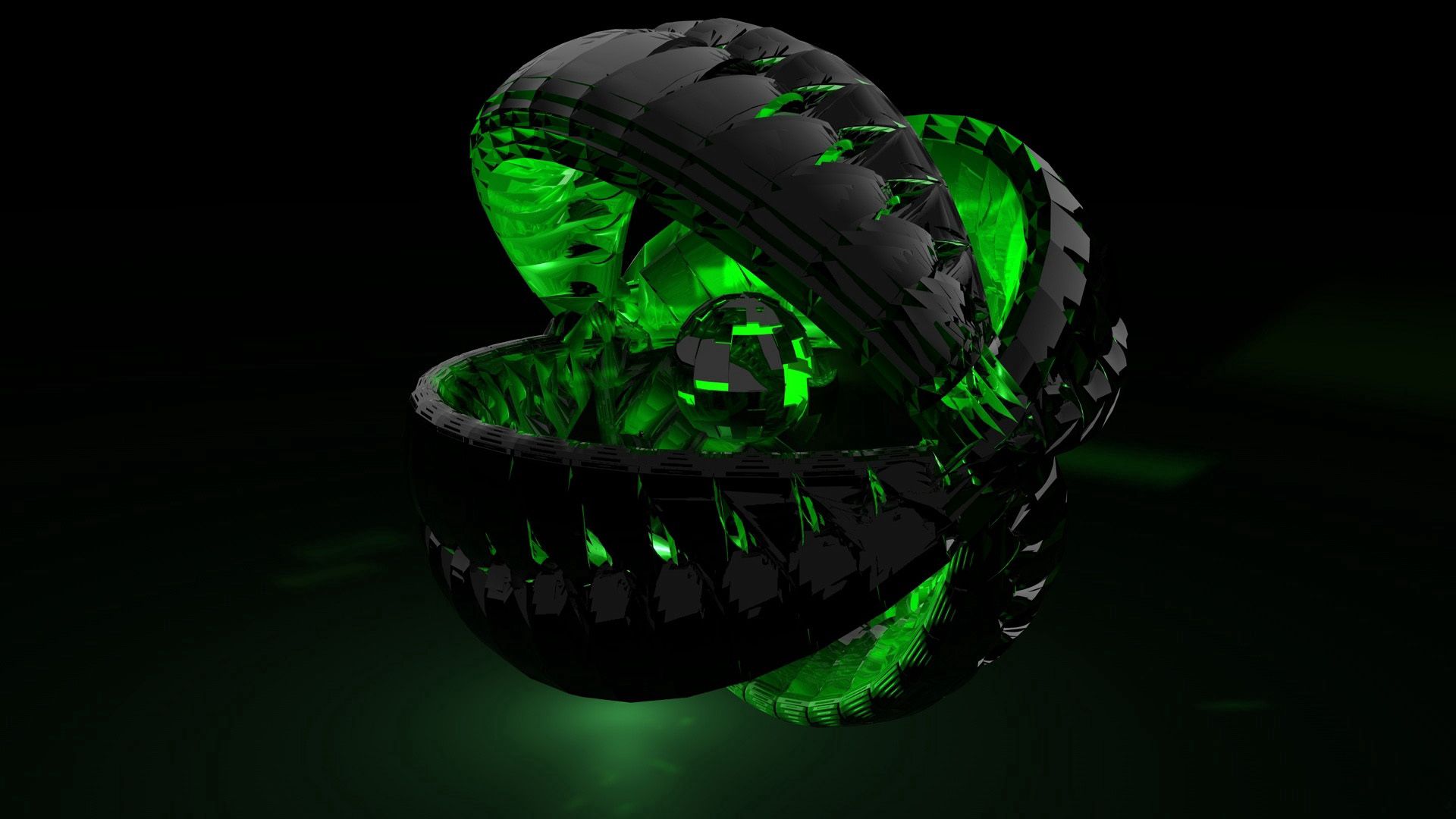 Wallpaper for mobile devices 3d, dark, form, green