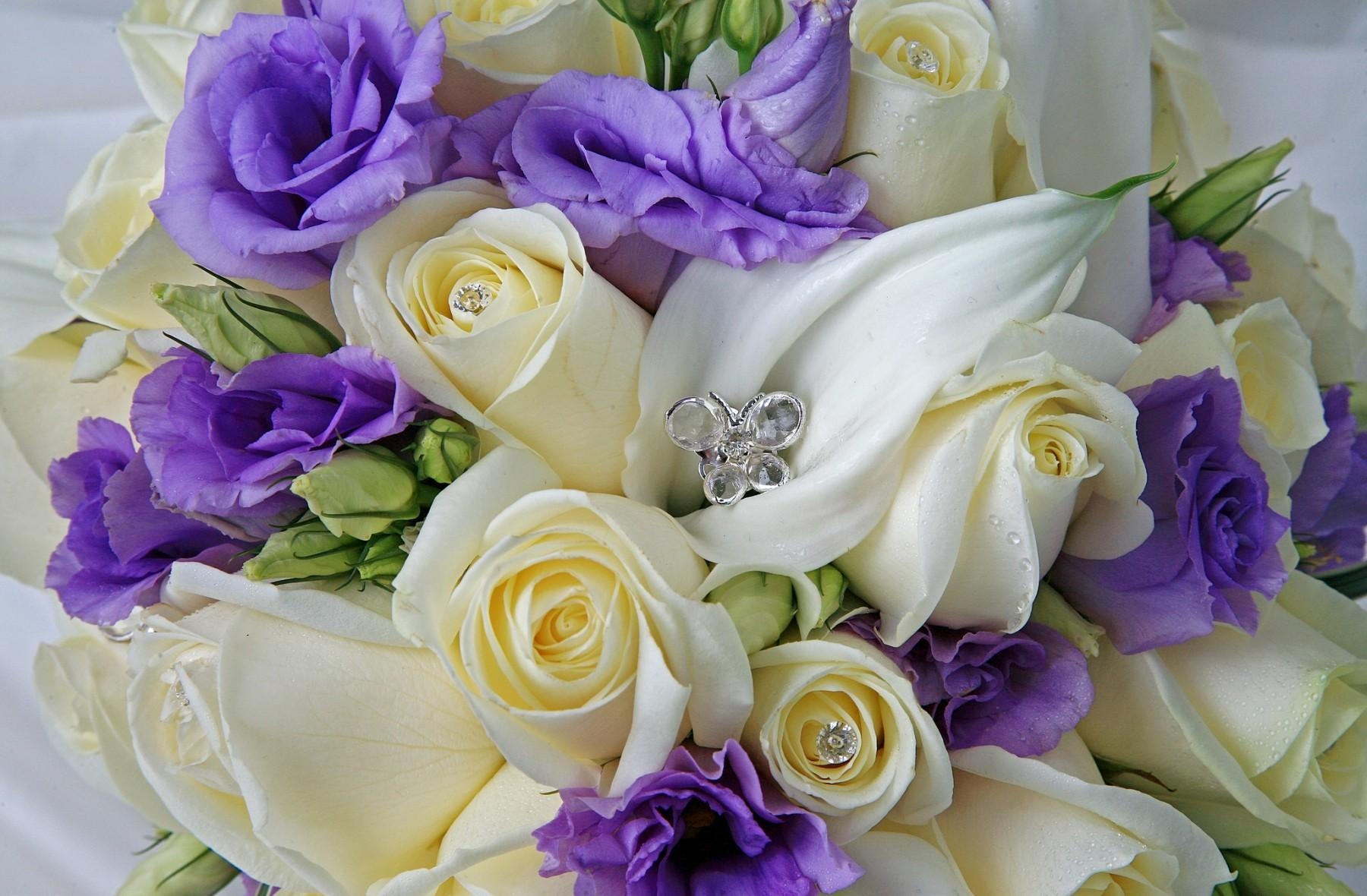 HD wallpaper drops, roses, flowers, decorations, bouquet, lisianthus russell, lisiantus russell