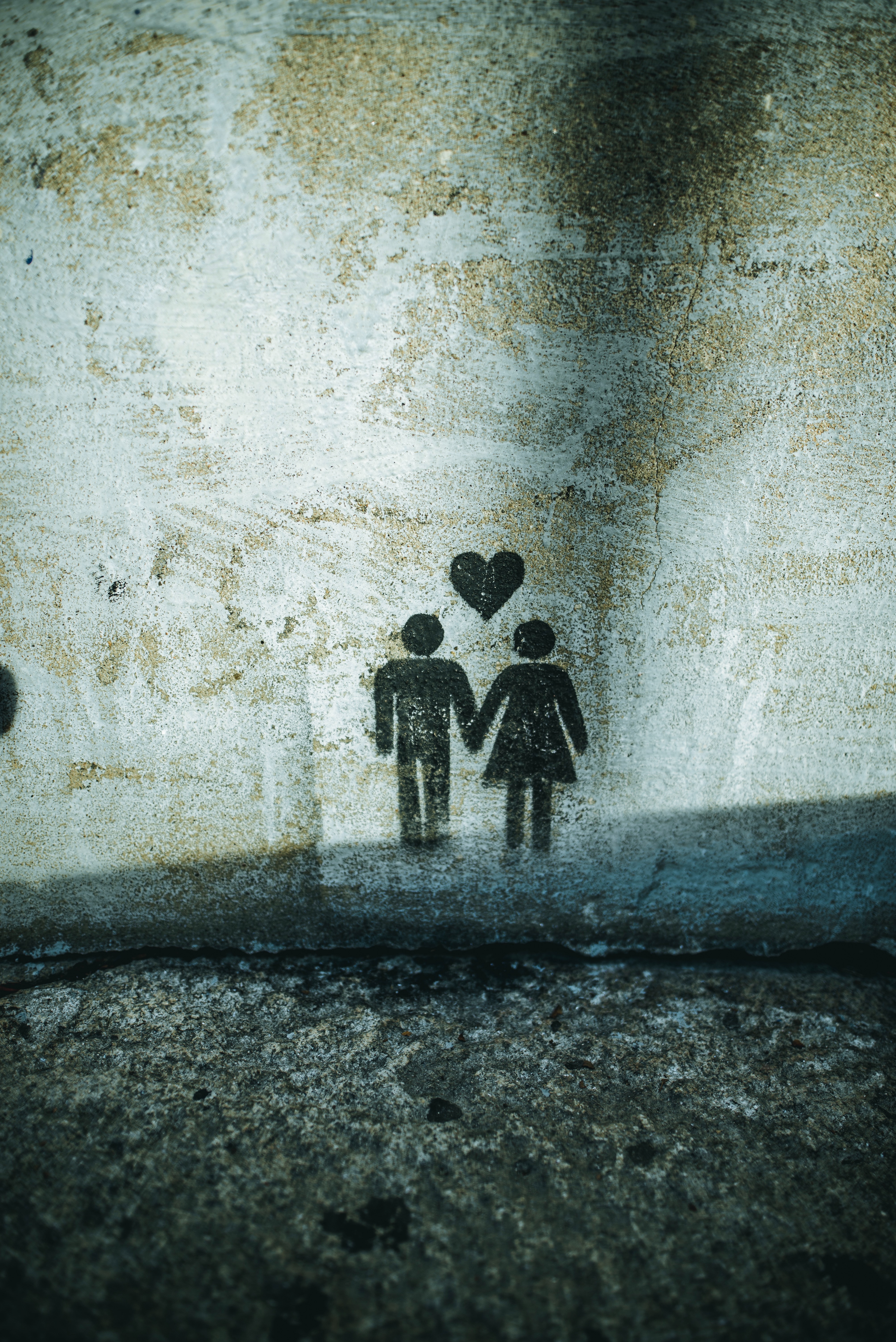 pair, picture, love, graffiti, couple, drawing, wall for android