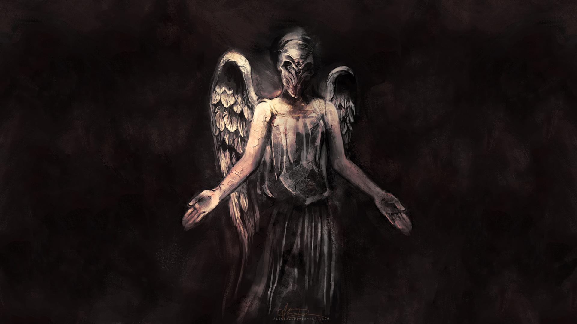 horror, dark, angel, creepy, doctor who, drawing, gothic, scary, spooky HD wallpaper