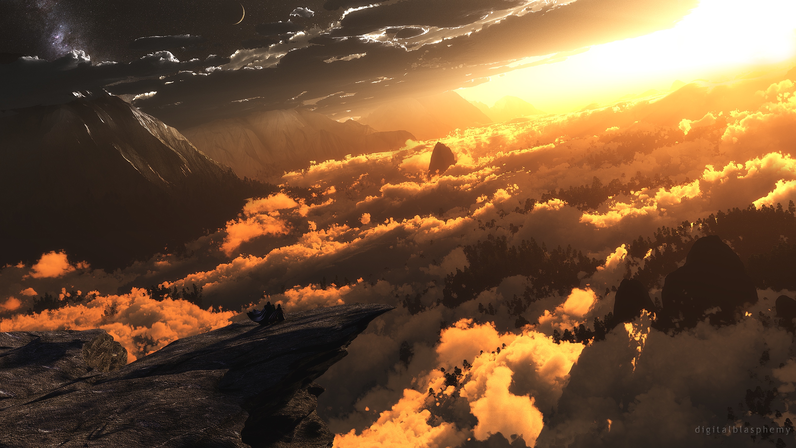 Dawn mountain, cloud, fantasy, landscape 8k Backgrounds