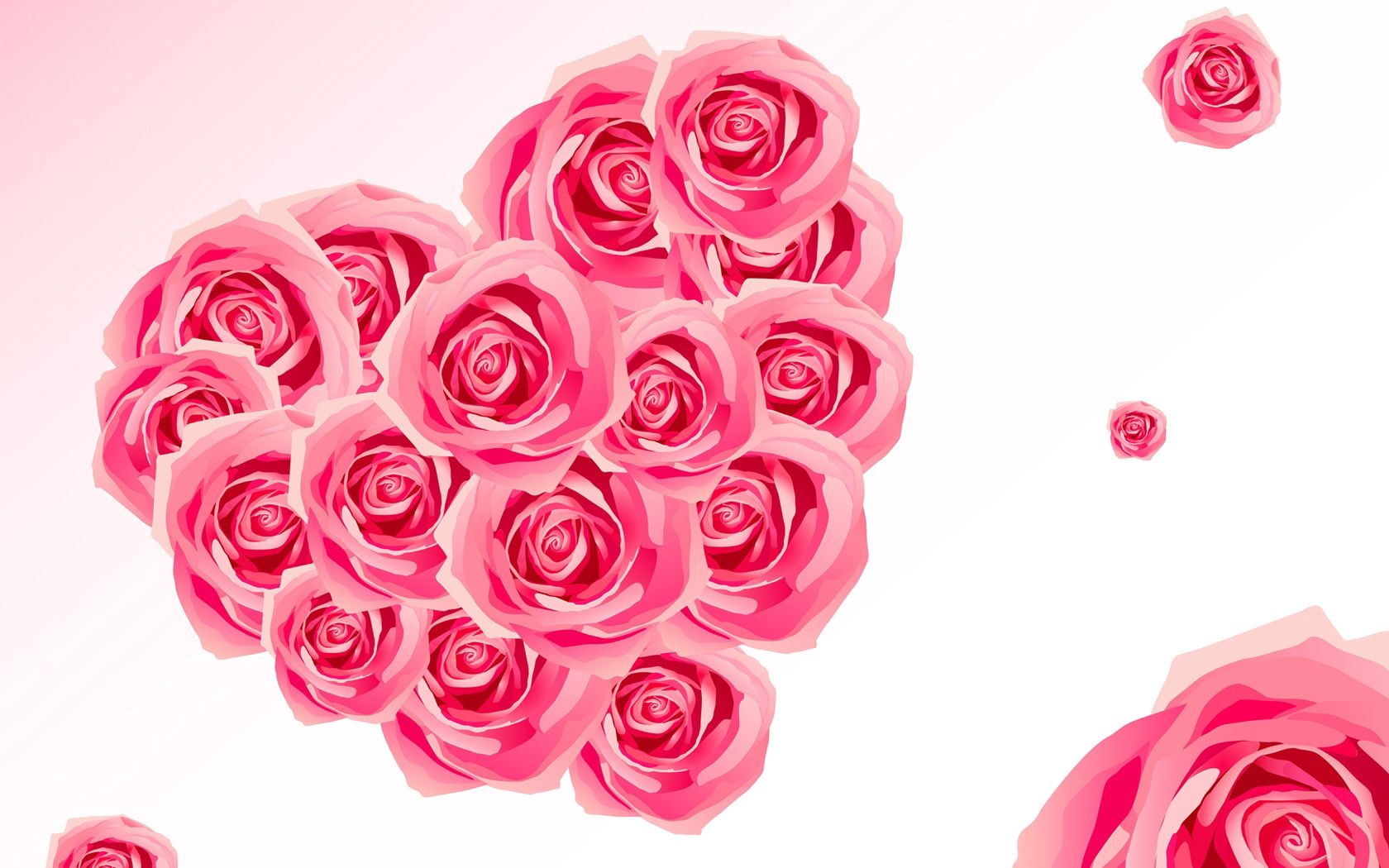 Handy-Wallpaper Herzen, Blumen, Roses, Rosa, Vektor, Ein Herz kostenlos herunterladen.