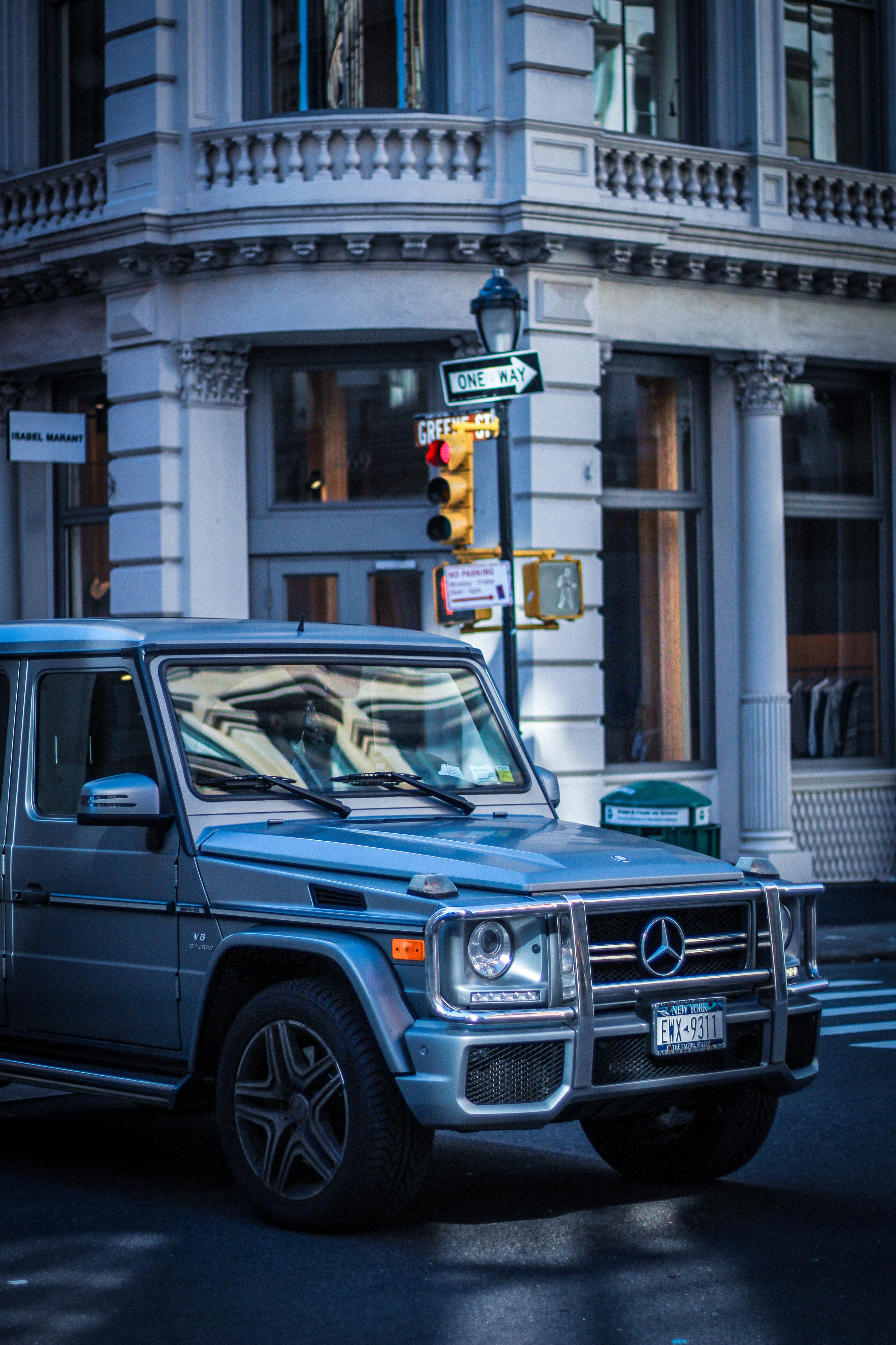 Free Images suv, mercedes, mercedes g class, traffic Silver