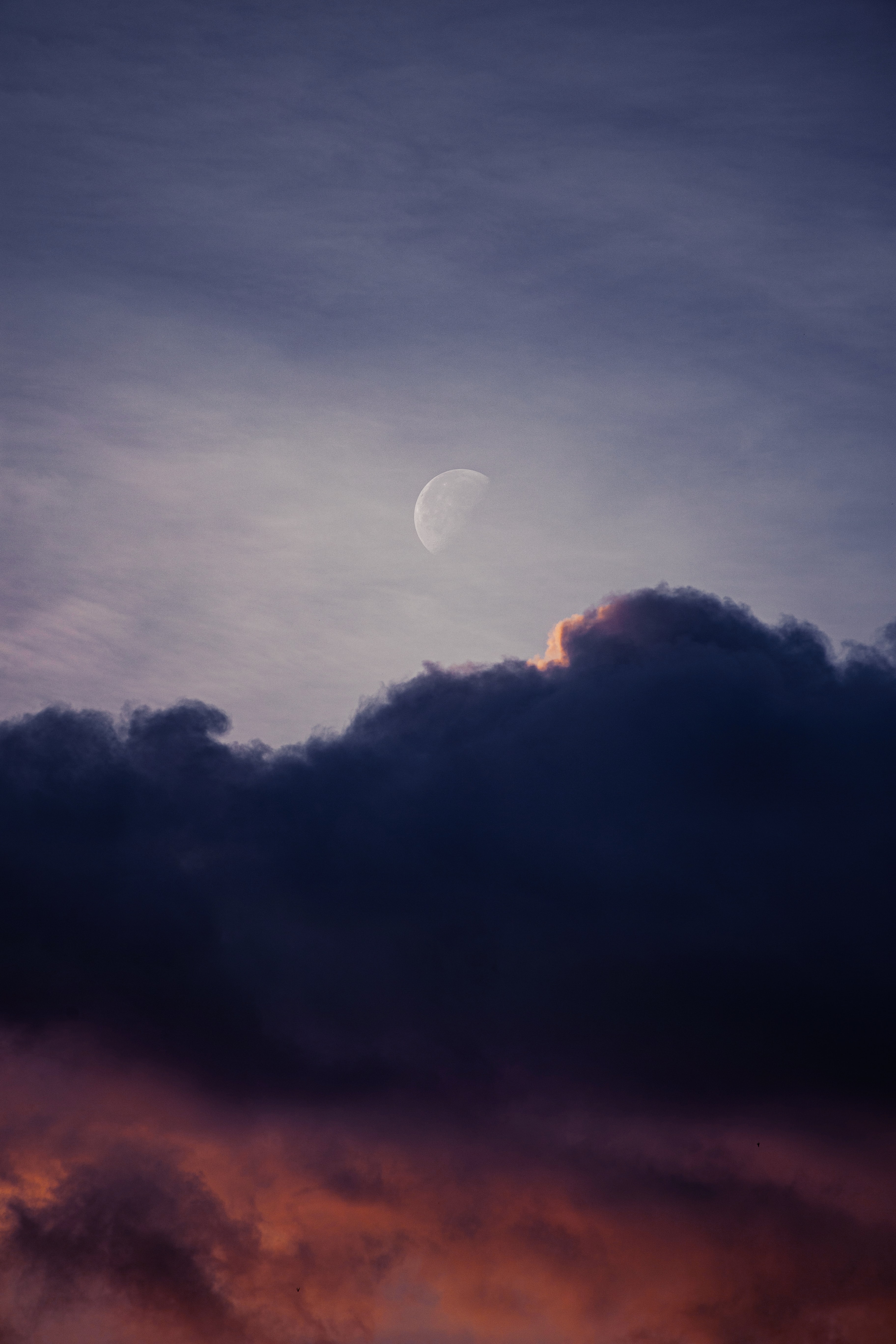 clouds, full moon, nature, sky, moon, evening