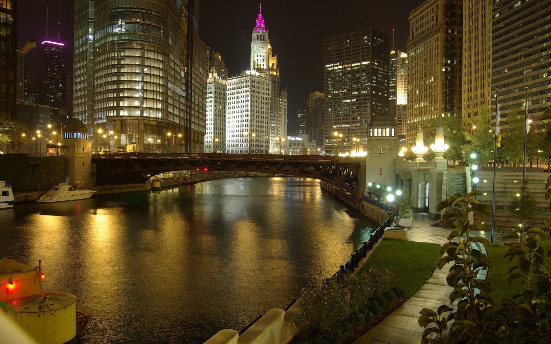 Free HD chicago, cities, rivers, usa, city, bridge, evening, united states, street, illinois