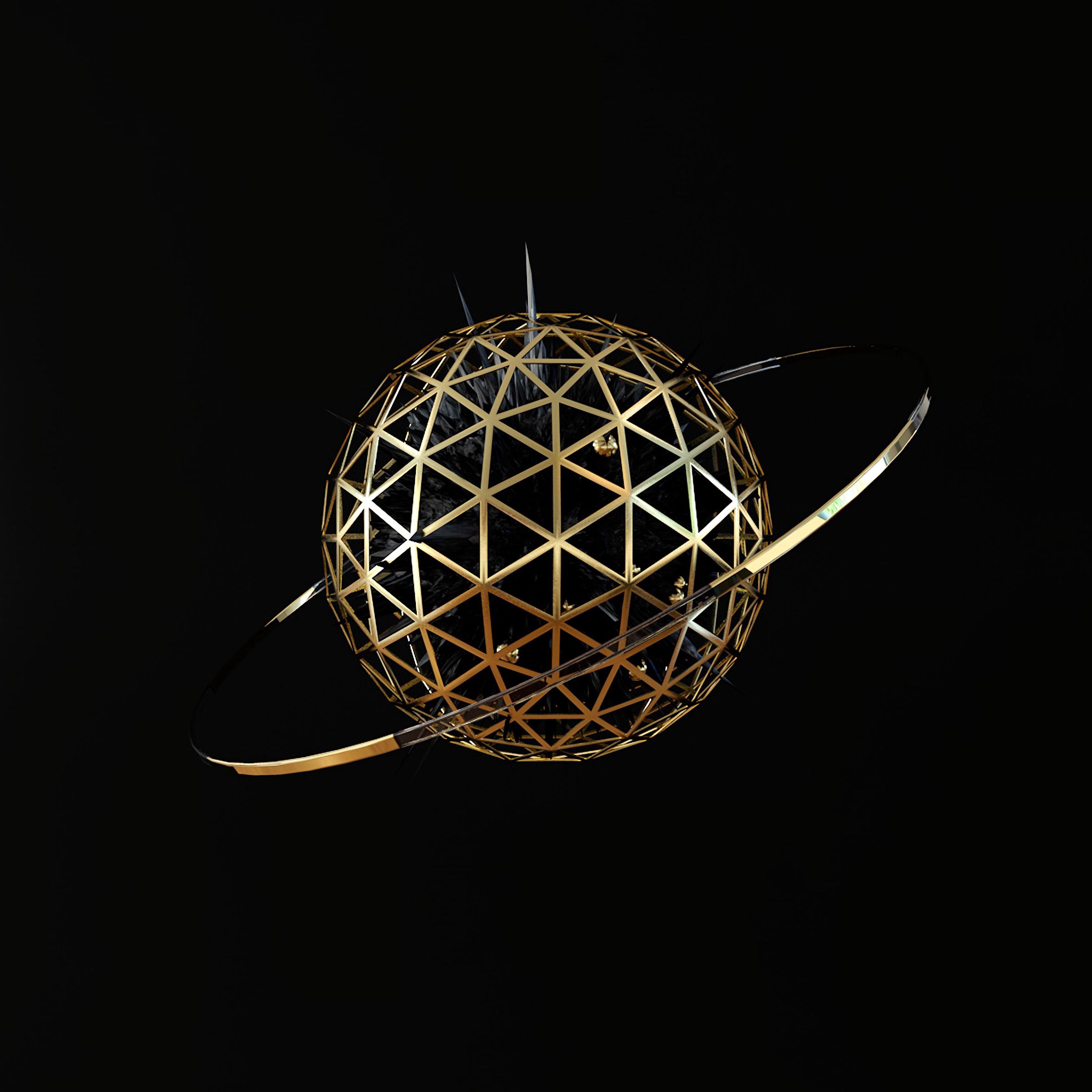 32k Wallpaper Sphere 3d, ball, metallic, ring