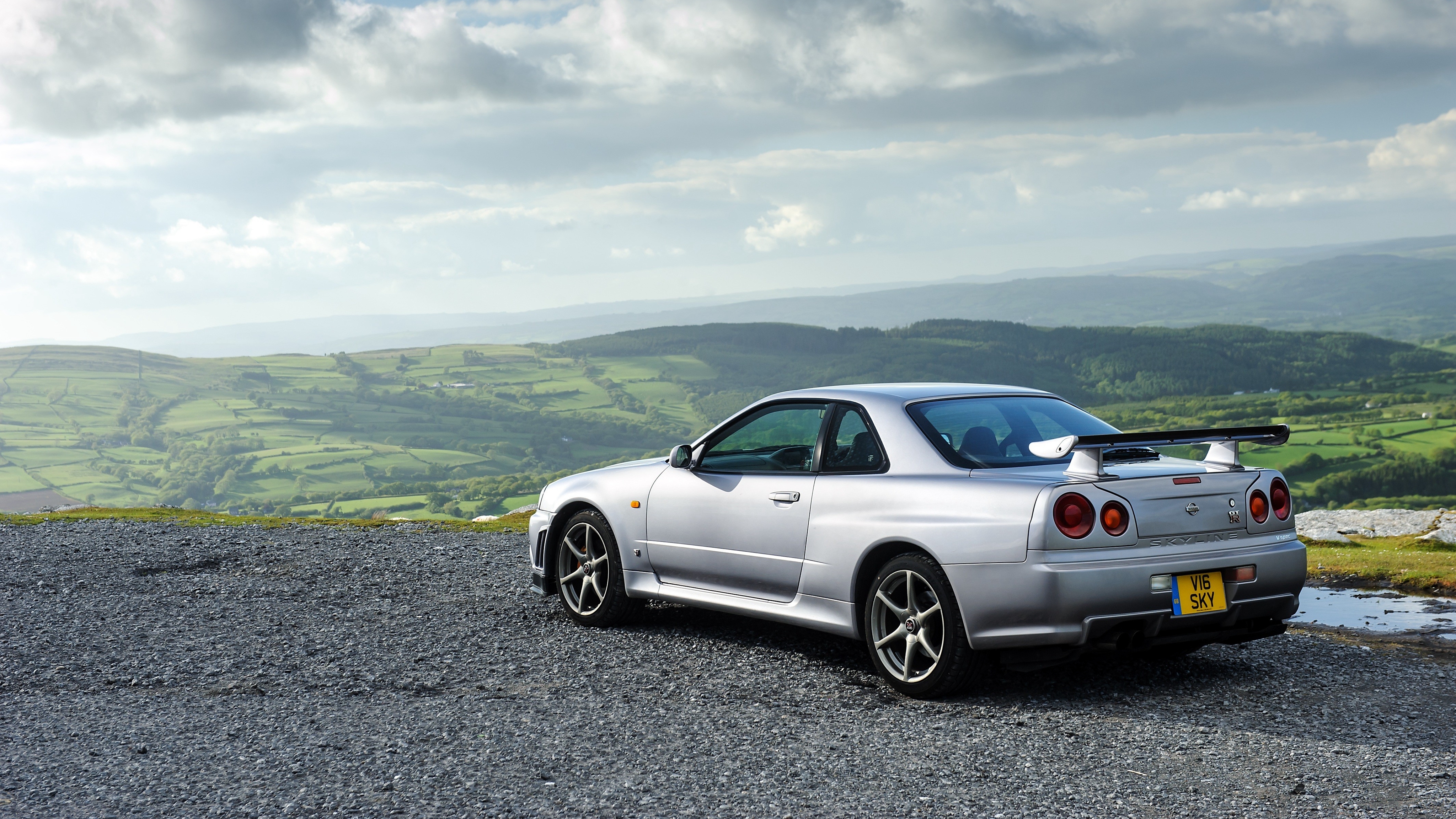 nissan, cars, side view, silver, silvery, gt-r, skyline