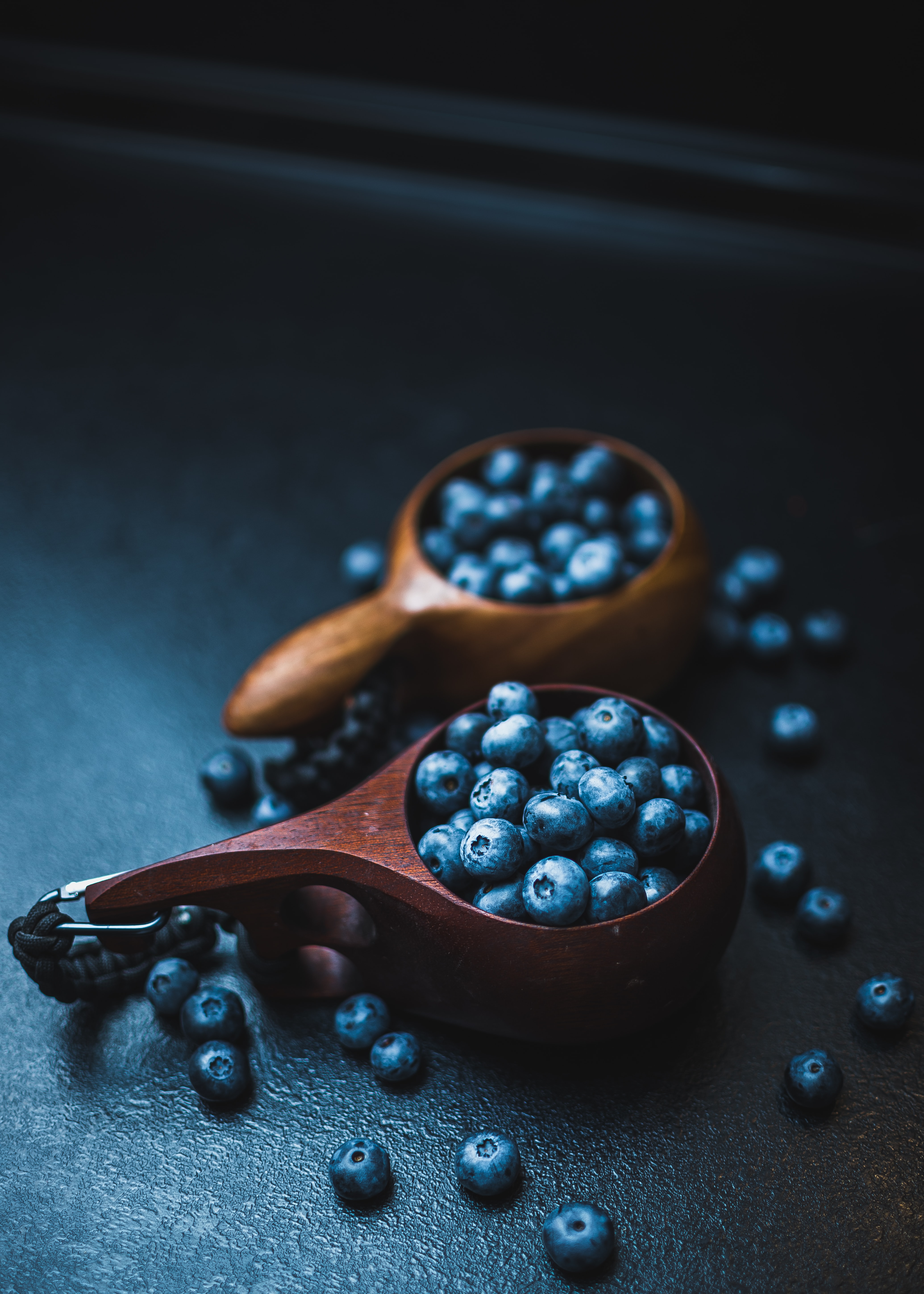 bilberries, cup, wooden, wood, food, berry, fruits