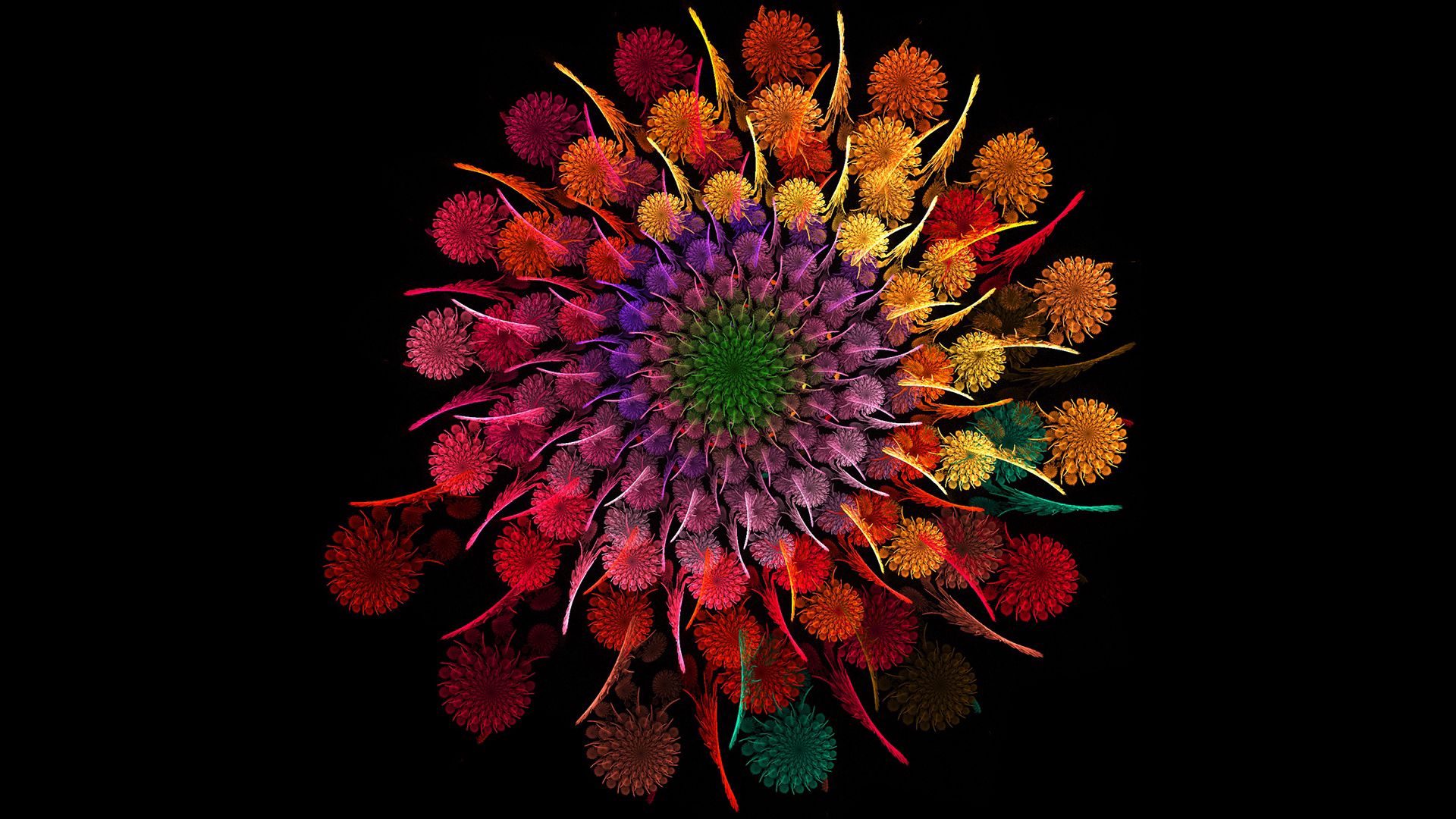 86317 descargar fondo de pantalla flor, abstracción, fractal, arcoíris, iridiscente, espiral: protectores de pantalla e imágenes gratis