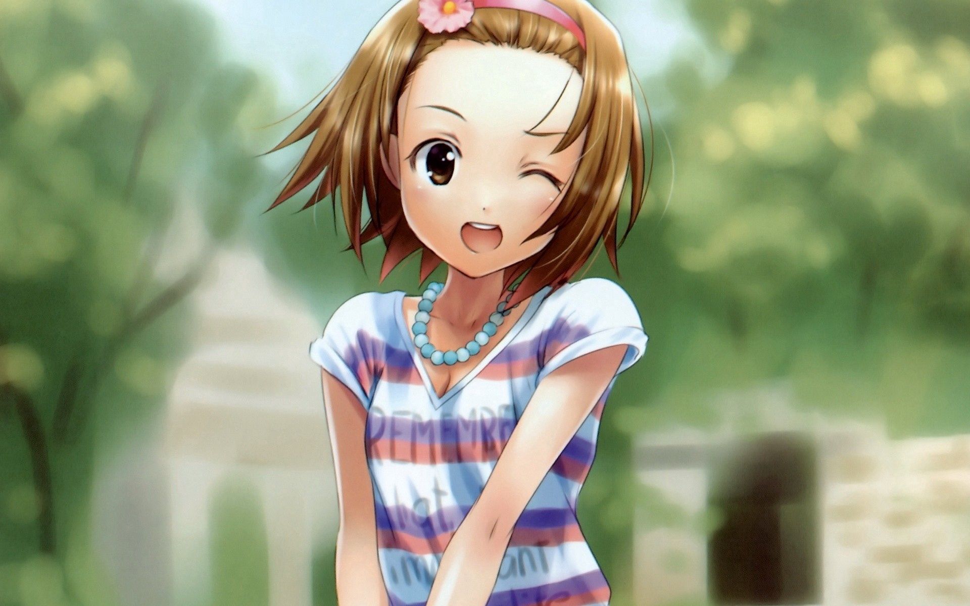 Handy-Wallpaper Anime, Mädchen, Perlen, T-Shirt kostenlos herunterladen.