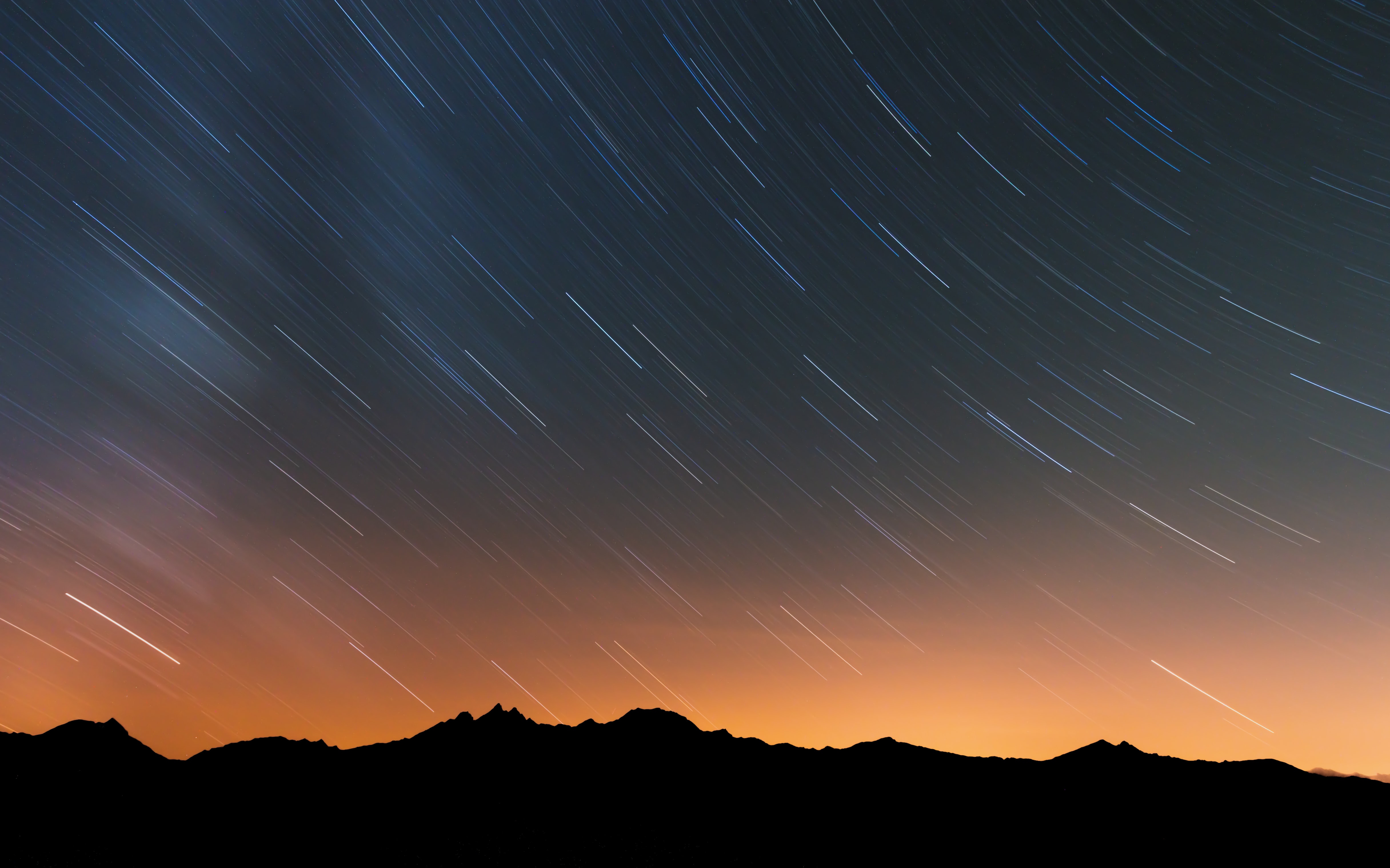 mountains, night, dark, starry sky, long exposure, outlines