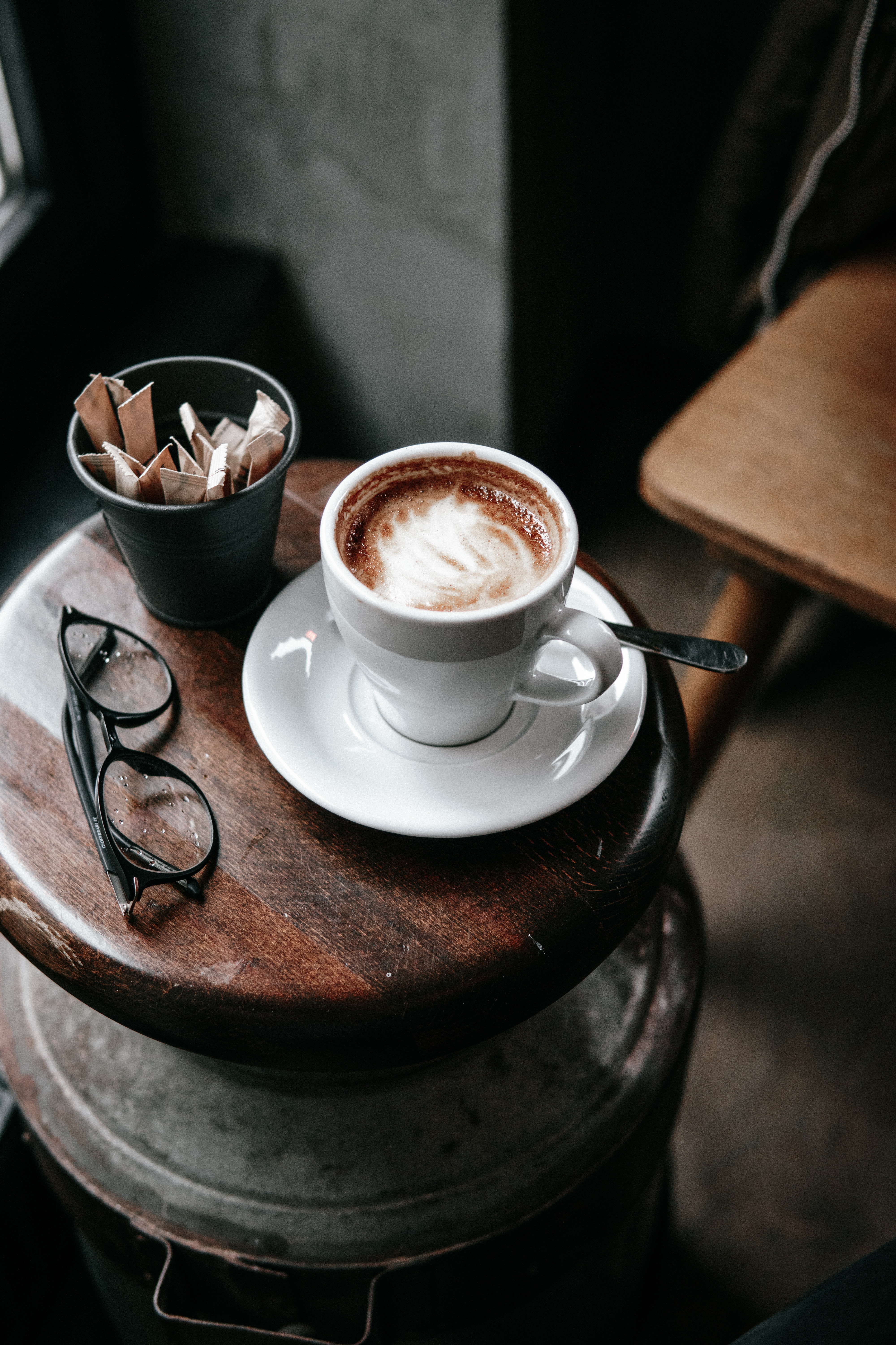 iPhone Wallpapers cup, side table, spectacles, glasses Coffee