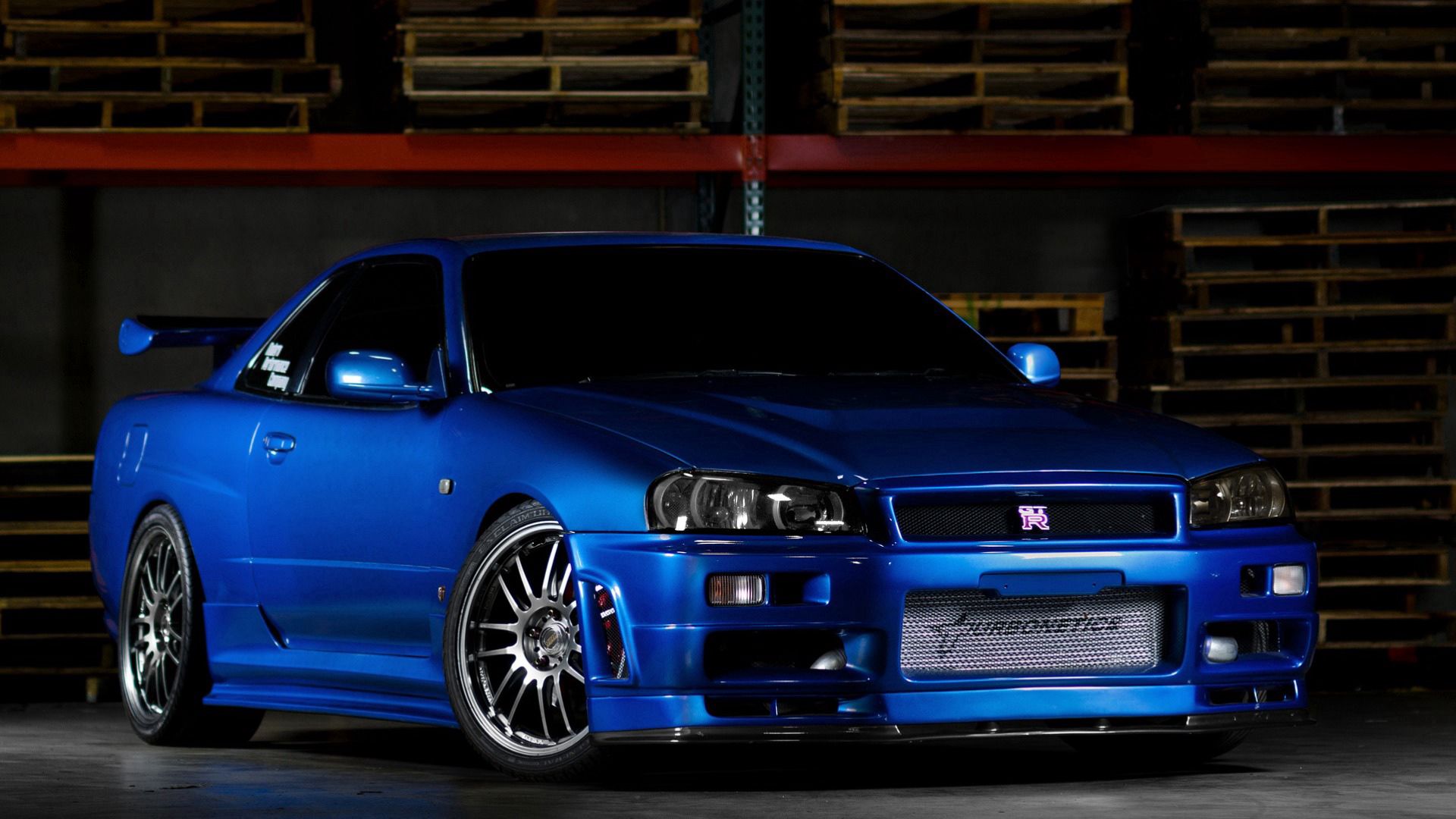 131389 download wallpaper gtr, cars, blue, front view, r34, nissan skyline screensavers and pictures for free
