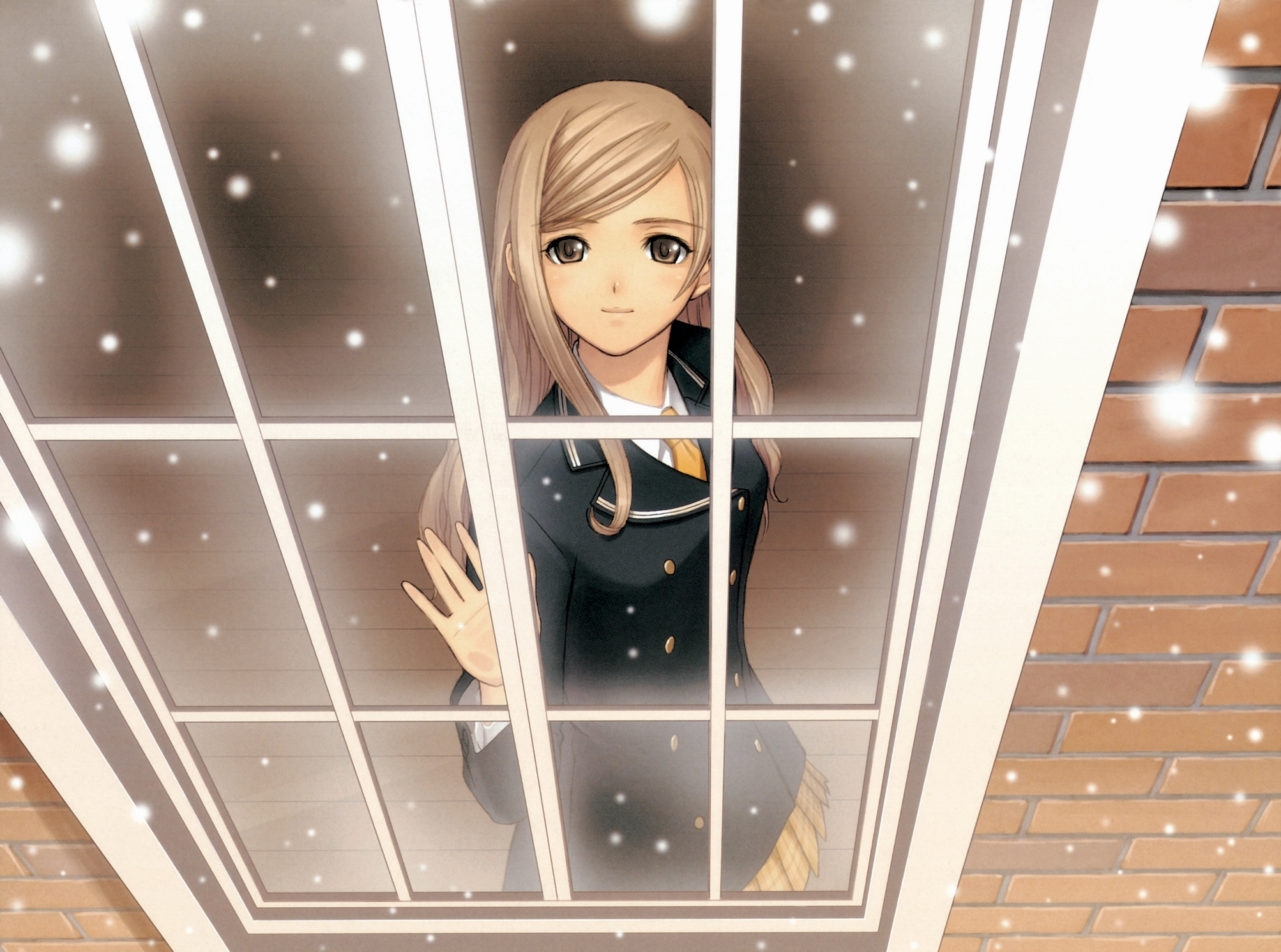 お使いの携帯電話の107300スクリーンセーバーと壁紙女の子。 日本製アニメ, 雪, 窓の写真を無料でダウンロード