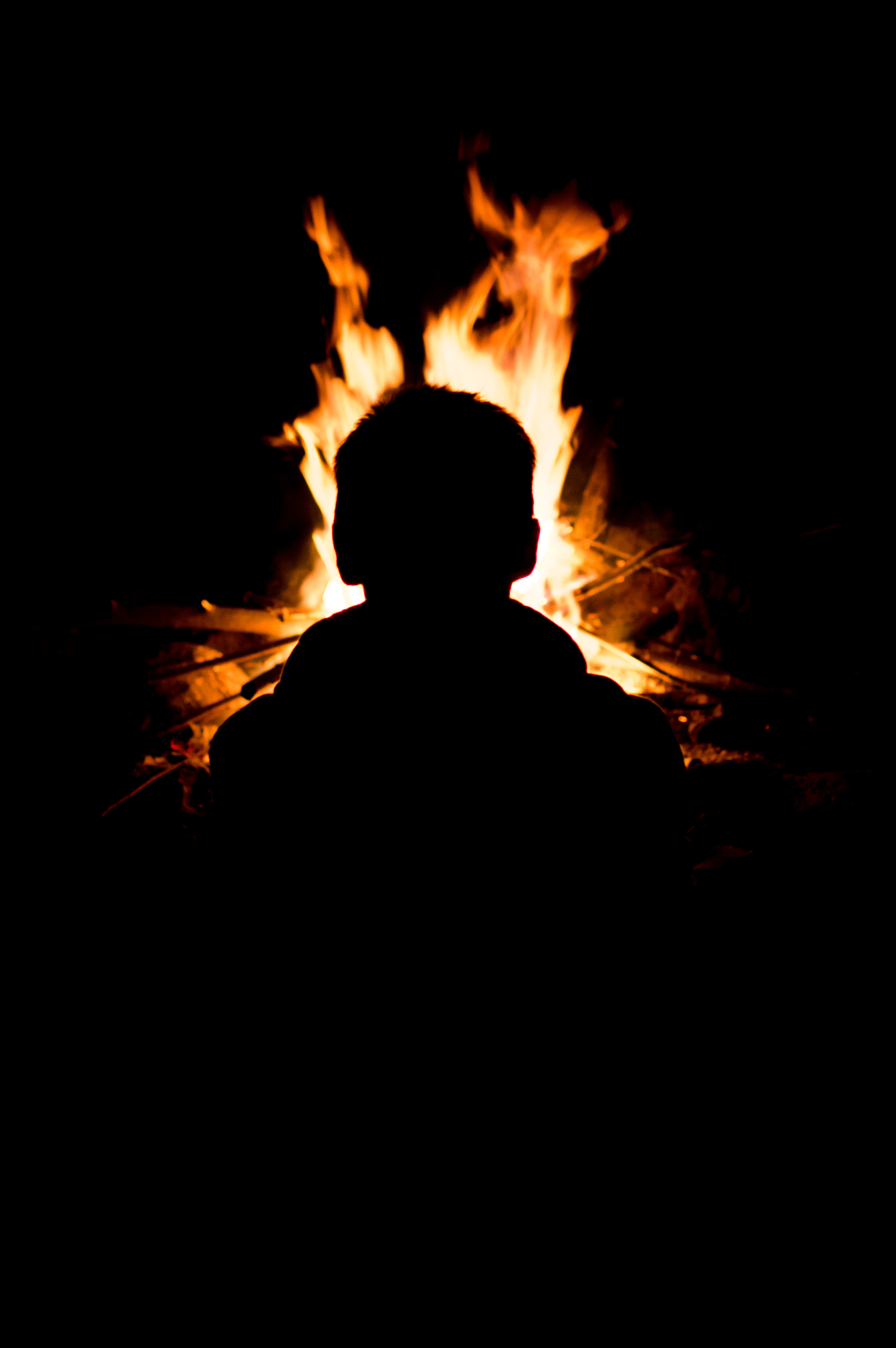 fire, black, silhouette, flame, human, person