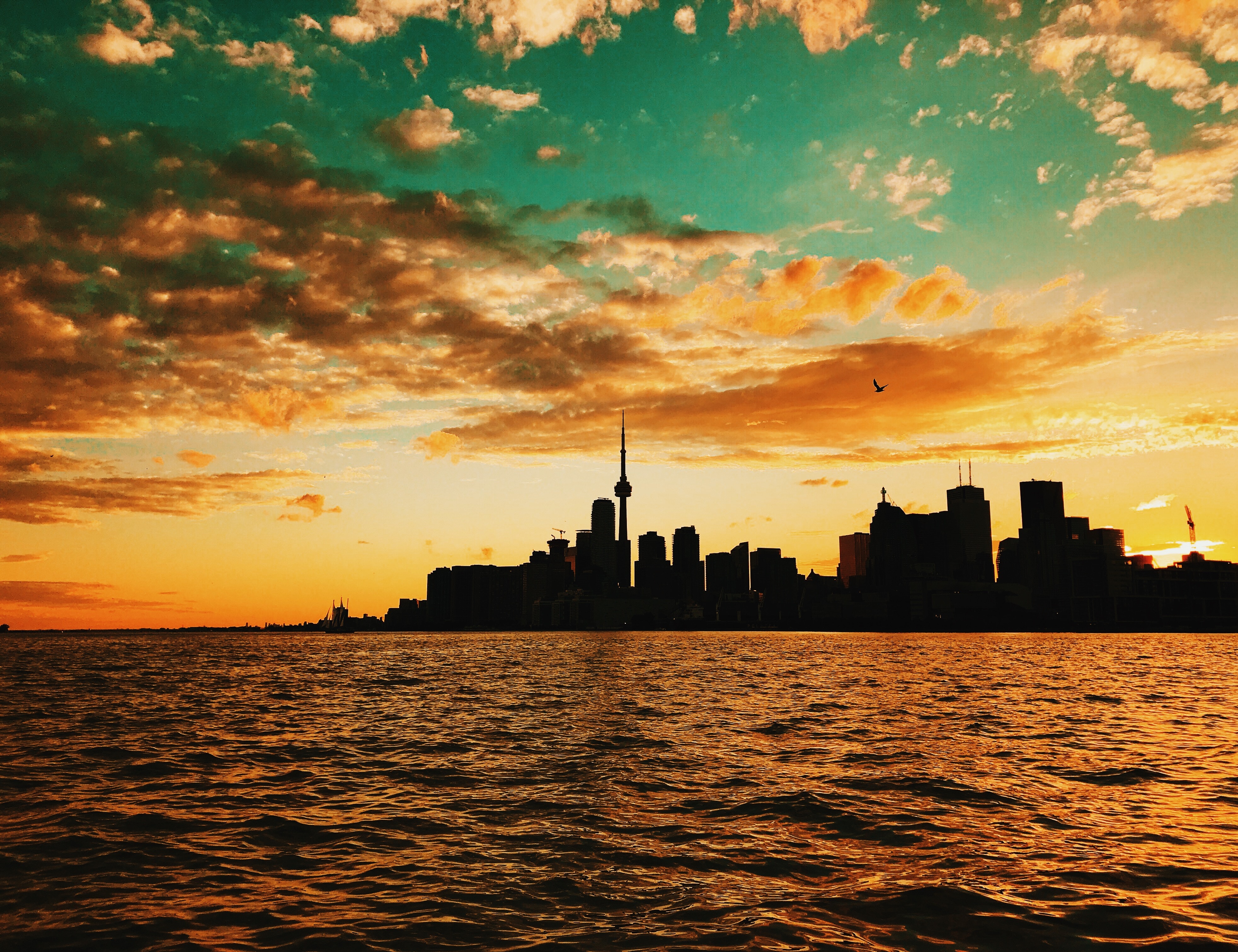 Cool Backgrounds toronto, sunset, sea, building Canada