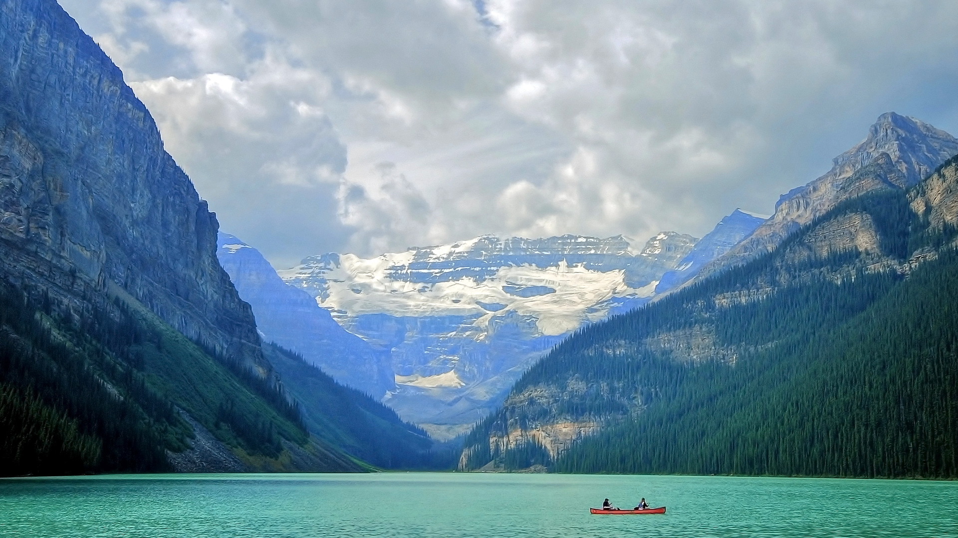 355136 скачать обои фотографии, гора, альберта, национальный парк банф, лодка, канада, гора фэрвью, озеро луиза, озеро, ландшафт, горы - заставки и картинки бесплатно