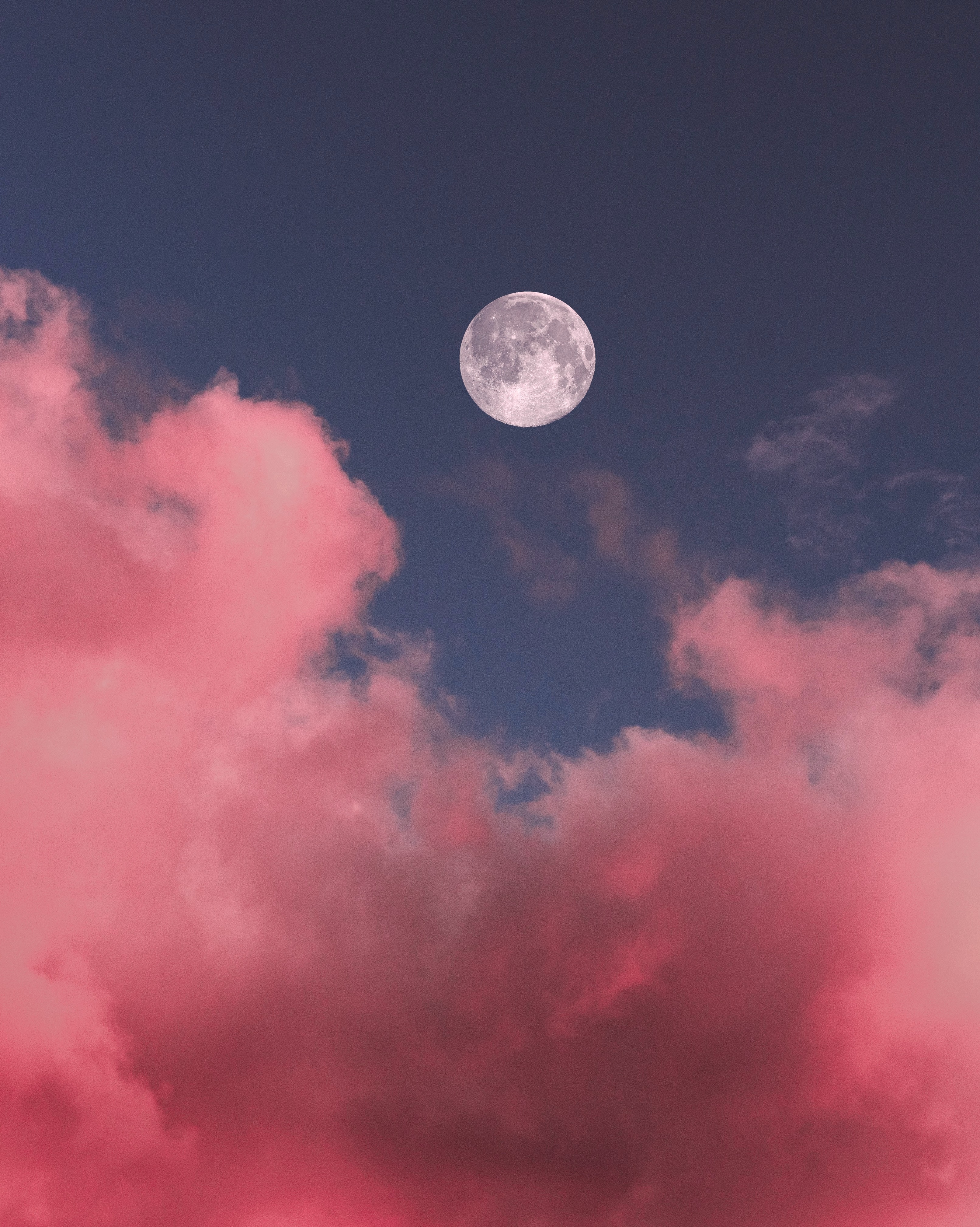 full moon, nature, sky, pink, clouds, moon