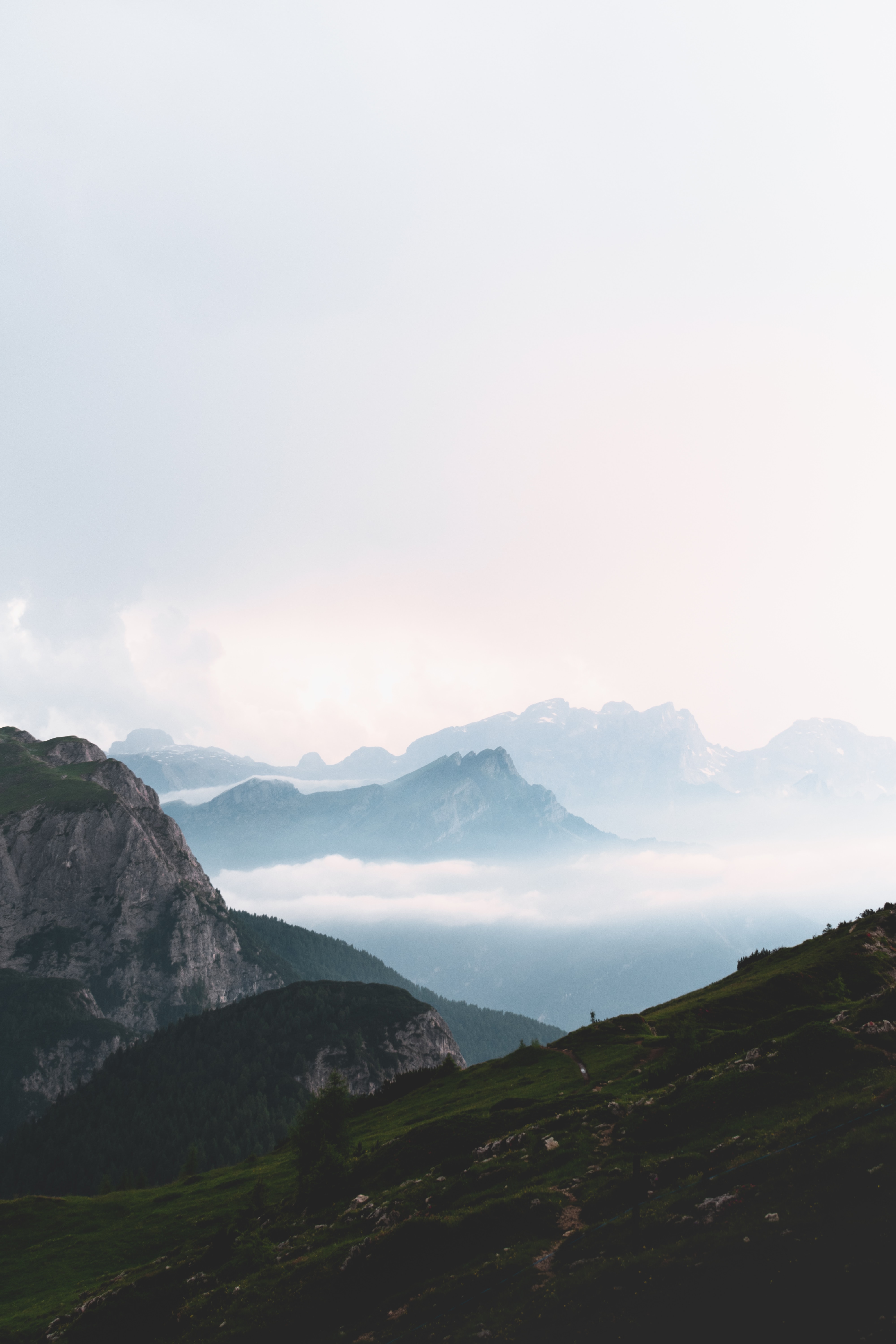 android landscape, nature, sky, mountains, fog, dahl, distance